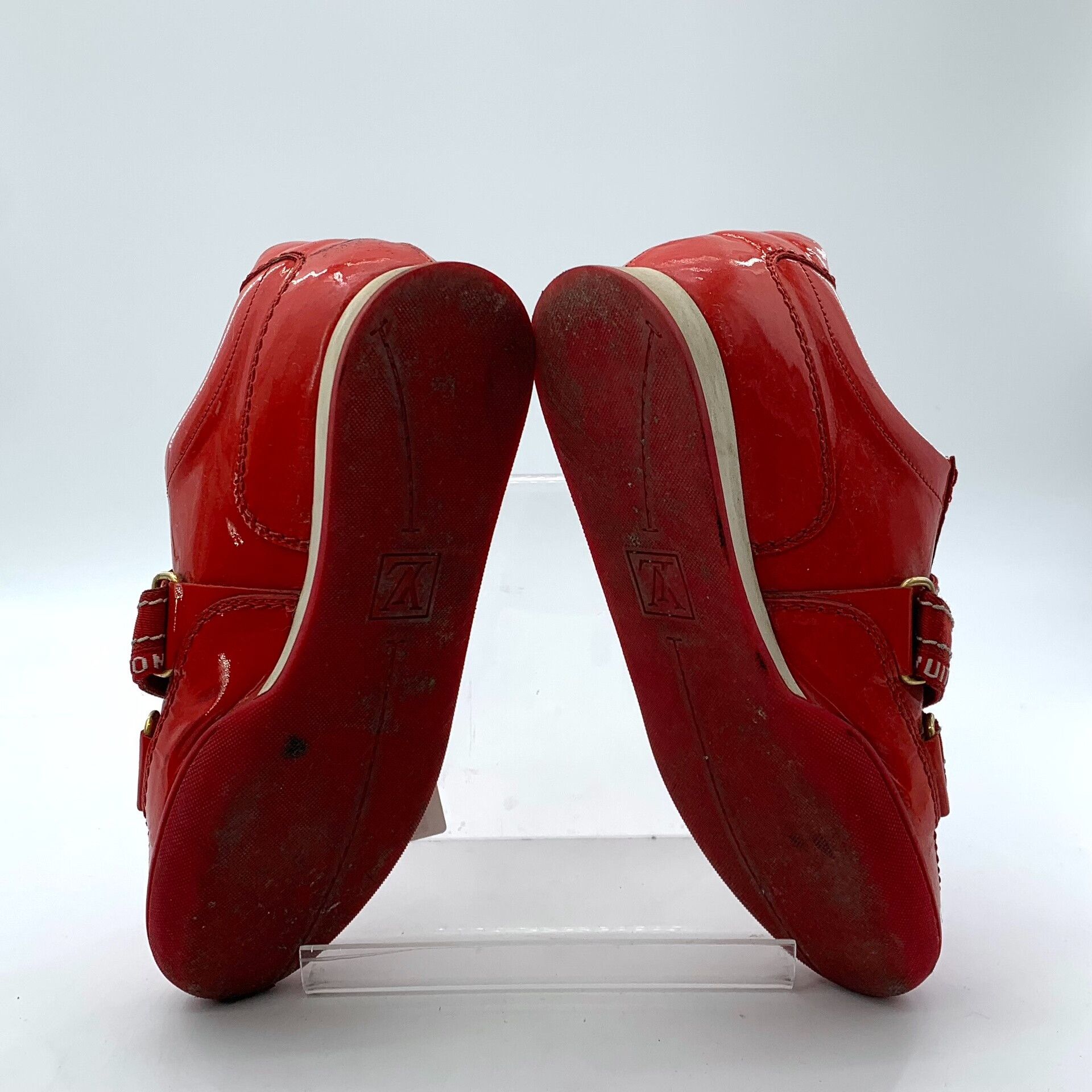 Louis Vuitton Louis Vuitton Red Patent Leather Sneakers 34.5 Size US 4.5 / IT 34.5 - 6 Thumbnail