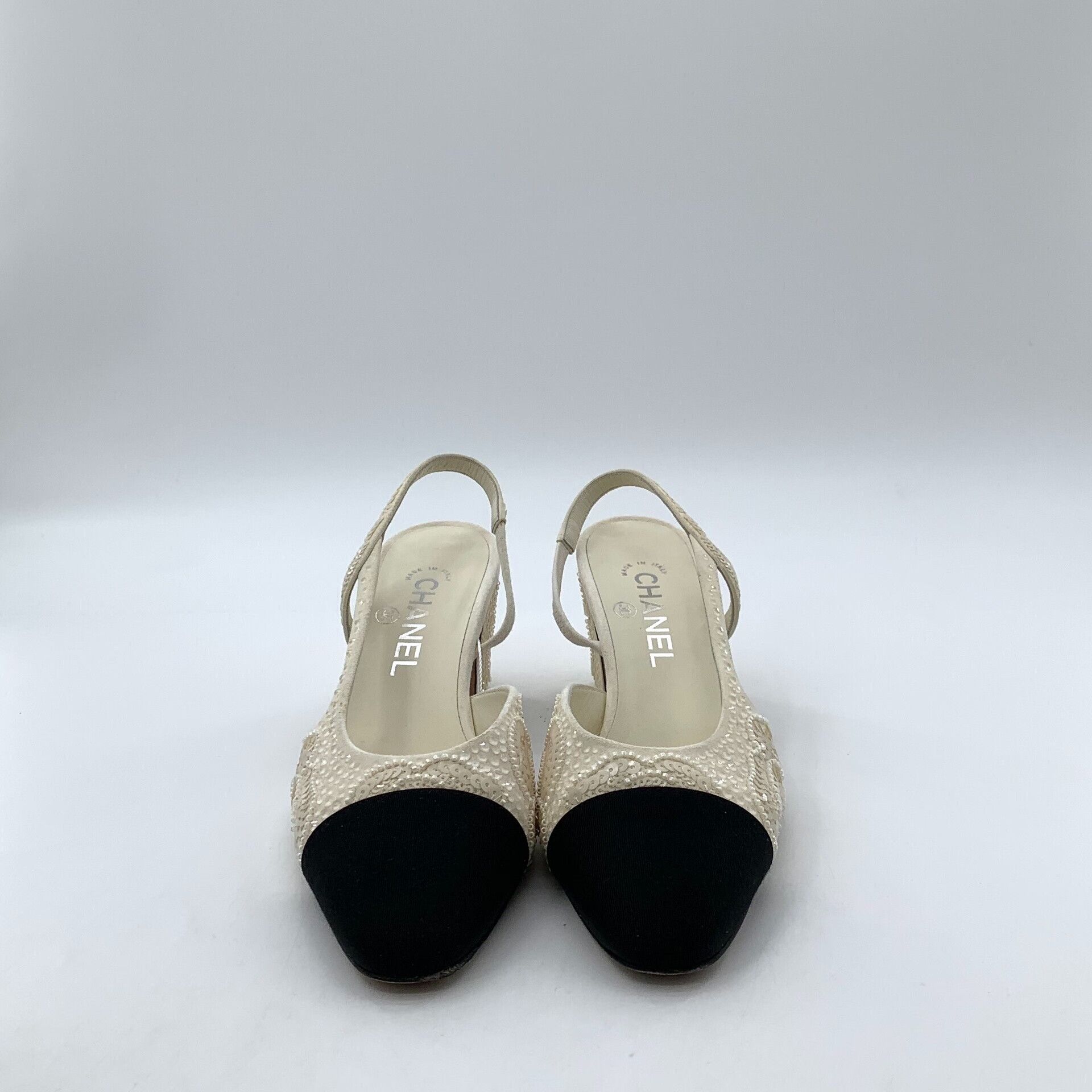 Chanel Chanel Sequin Camellia Slingback Heels 38C Size US 8 / IT 38 - 4 Thumbnail