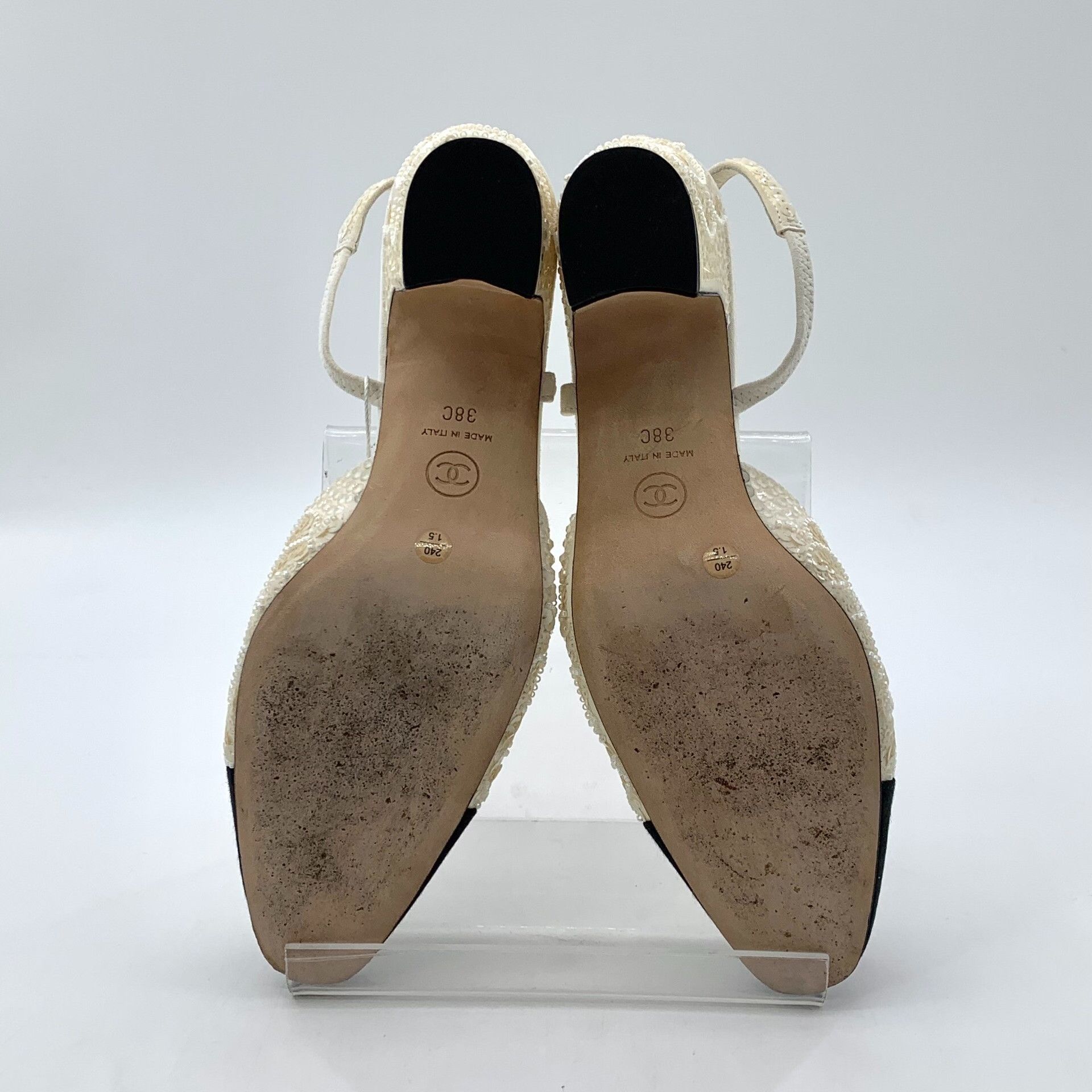 Chanel Chanel Sequin Camellia Slingback Heels 38C Size US 8 / IT 38 - 6 Thumbnail