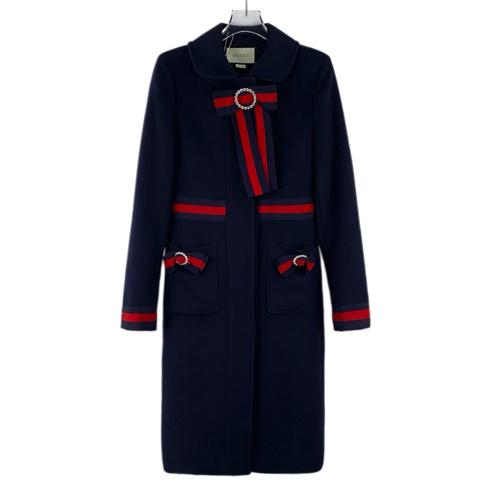 Gucci Gucci Crystal Bow Stripe Wool Coat IT 38 Size XS / US 0-2 / IT 36-38 - 2 Thumbnail