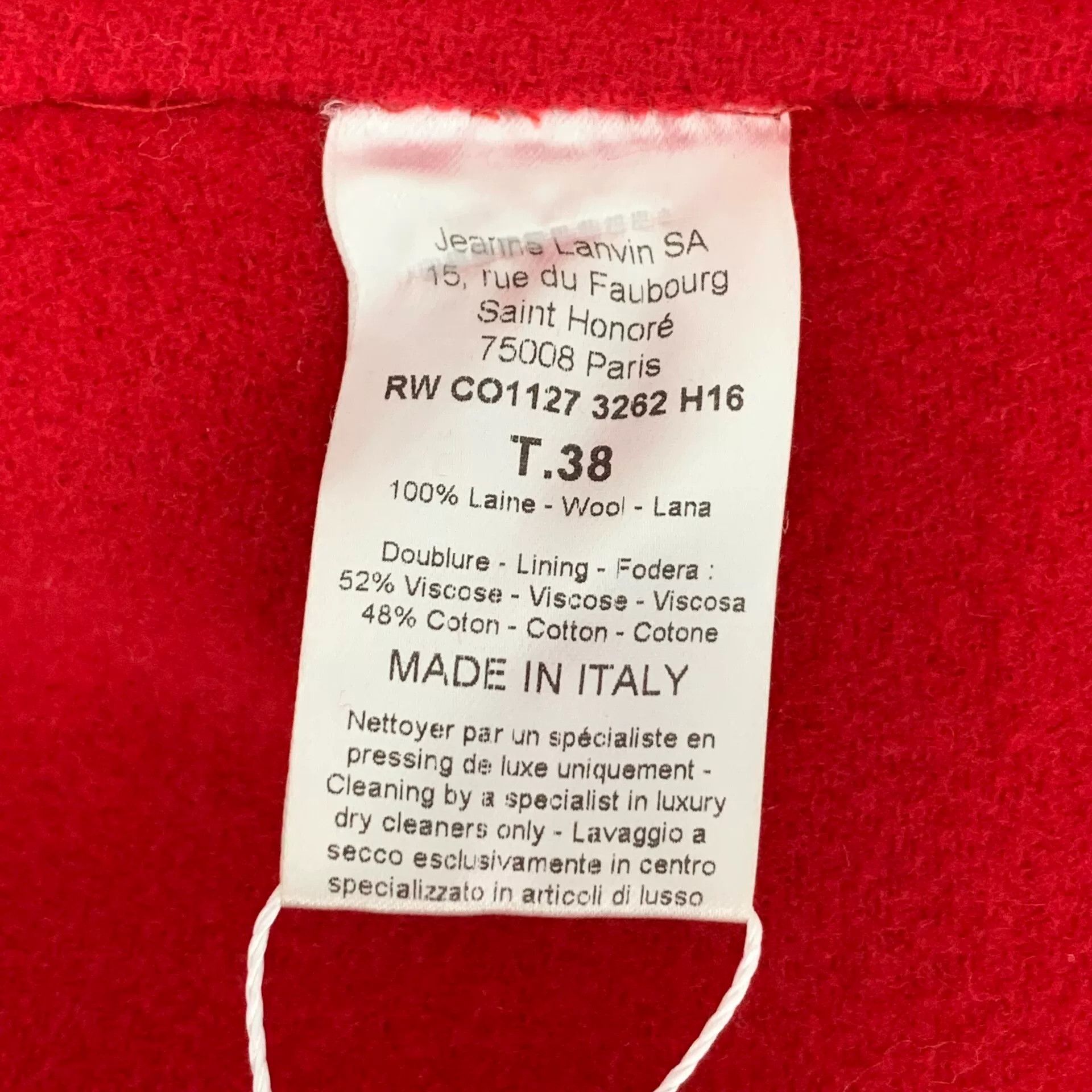 Lanvin Lanvin Red Wool Single Breasted Coat 38 Size S / US 4 / IT 40 - 8 Thumbnail