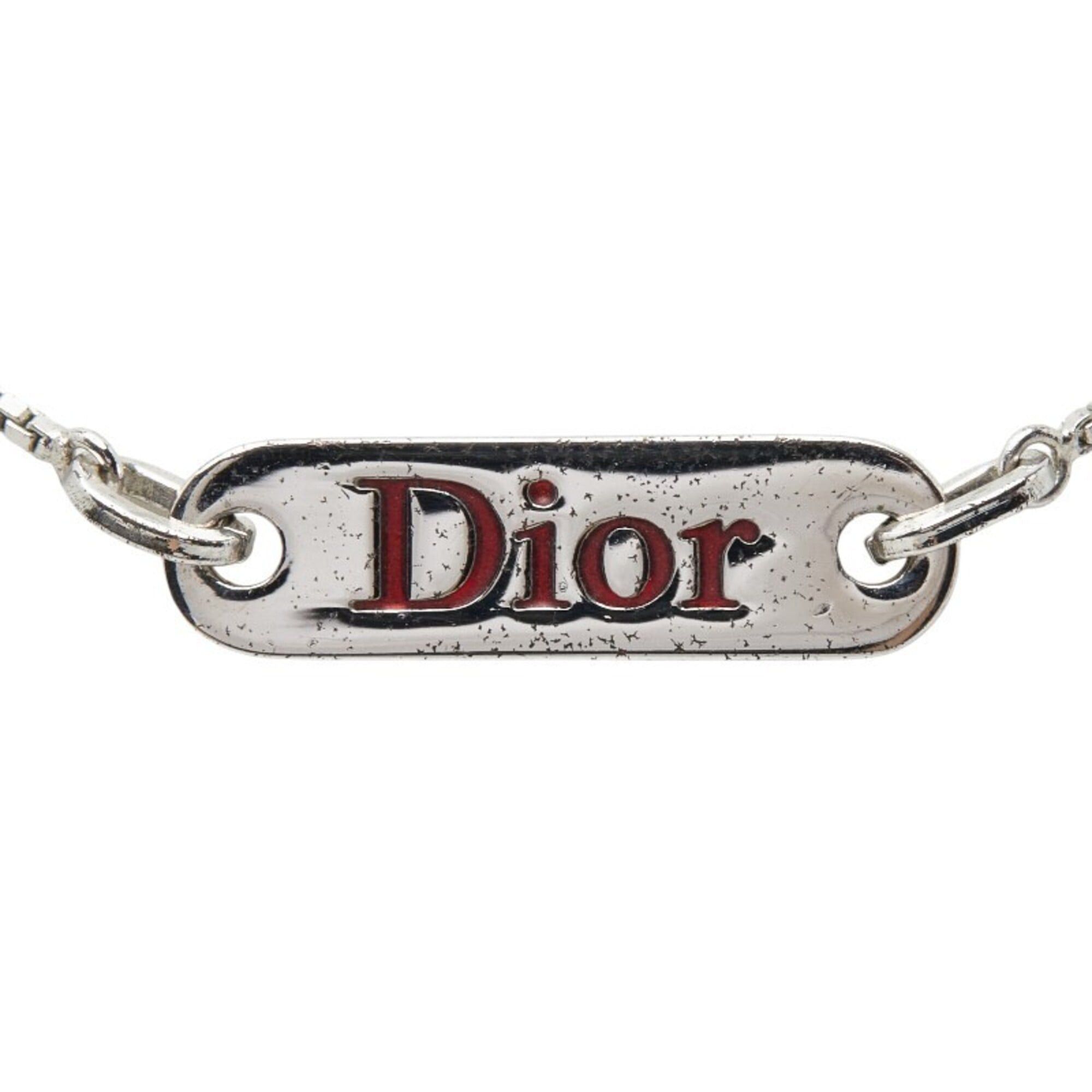 Dior Christian Dior Dior Logo Plate Chain Pendant Necklace, Silver Metal, Women's Size ONE SIZE - 2 Thumbnail