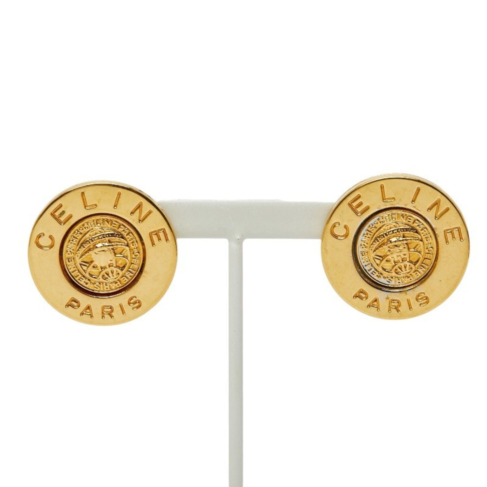 Celine Celine Logo Earrings, Gold Plated, Women's Size ONE SIZE - 2 Thumbnail
