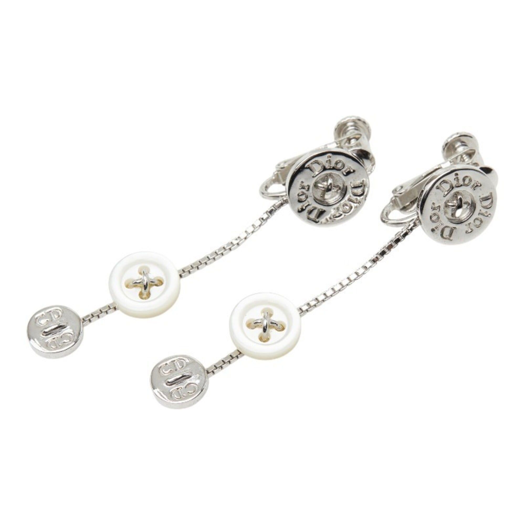Dior Christian Dior Dior CD Logo Button Motif Earrings, Silver Plastic Plated, Women's. Size ONE SIZE - 2 Thumbnail