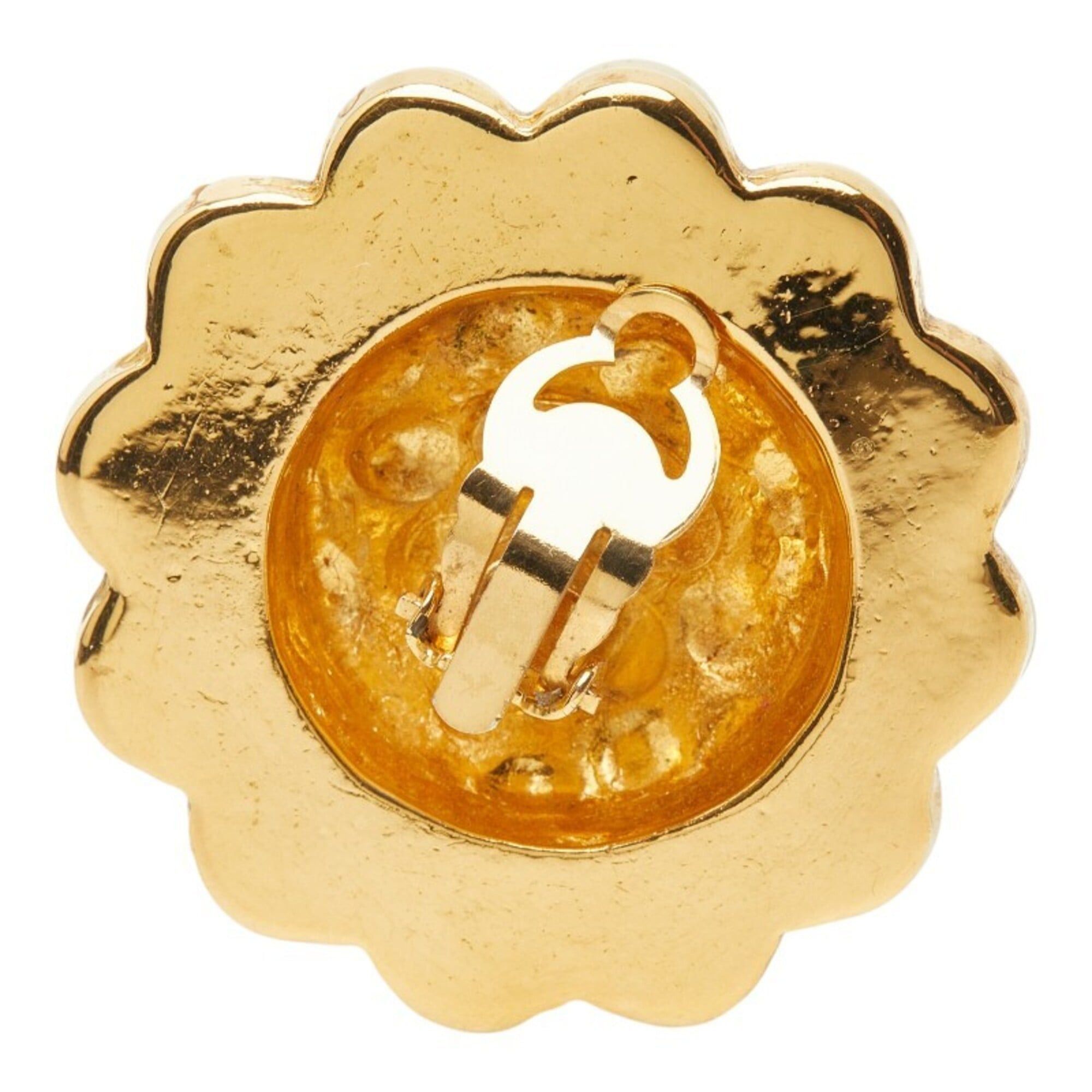 Chanel Chanel Matelassé Coco Mark Vintage Earring (Single Earring) Gold Faux Pearl Plated CHANEL Size ONE SIZE - 2 Thumbnail
