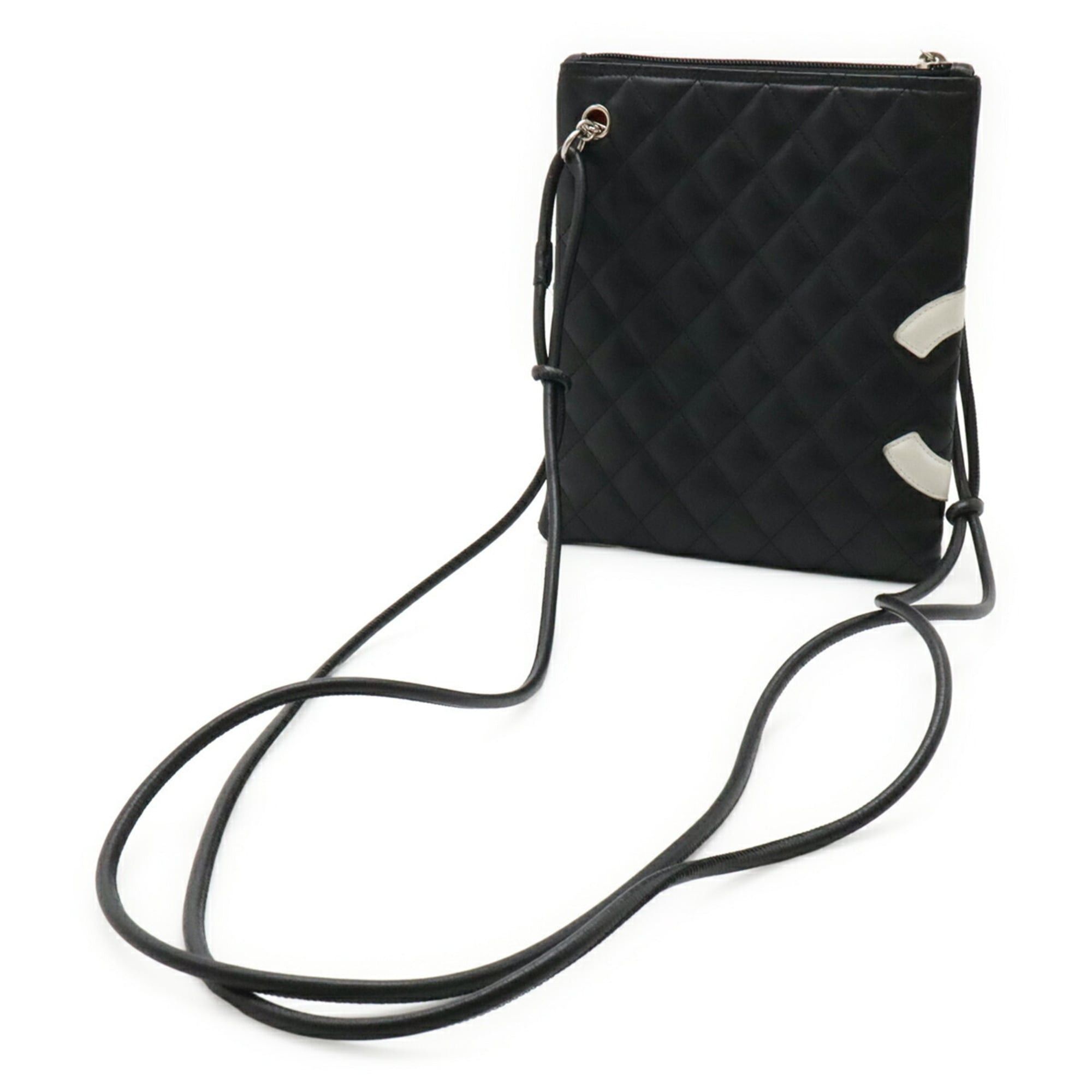 Chanel CHANEL Cambon Line Coco Mark Medium Pochette Shoulder Bag, Soft Calf Leather, Black/White, A29793 Size ONE SIZE - 3 Thumbnail
