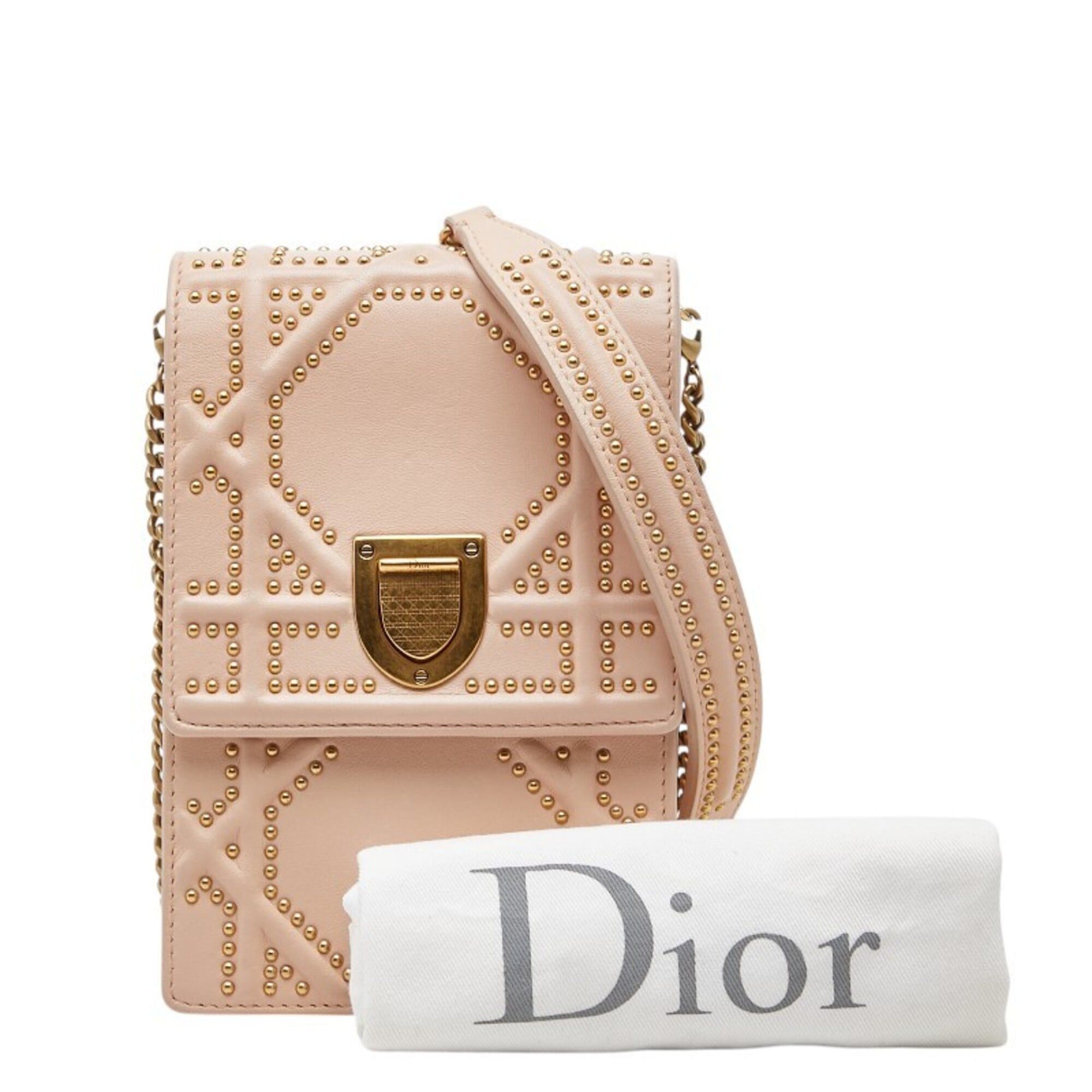 Dior Christian Dior Dior Diorama Chain Shoulder Bag, Pink Leather, Women's Size ONE SIZE - 12 Thumbnail