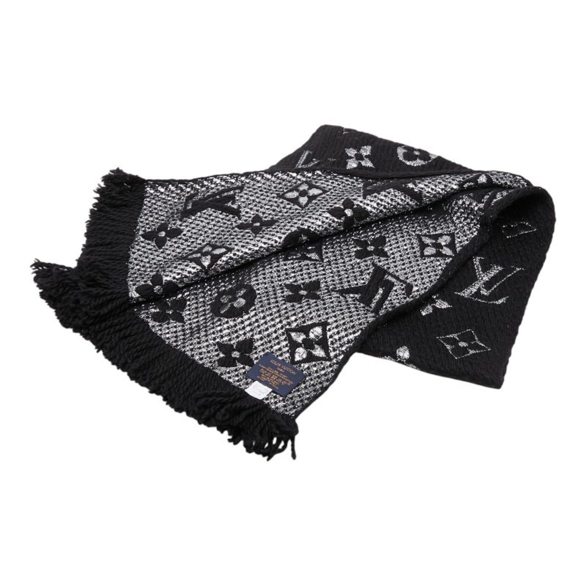 Louis Vuitton Louis Vuitton Echarpe Logomania Shine Scarf M75833 Noir Black Wool Silk Women's LOUIS VUITTON Size ONE SIZE - 2 Thumbnail