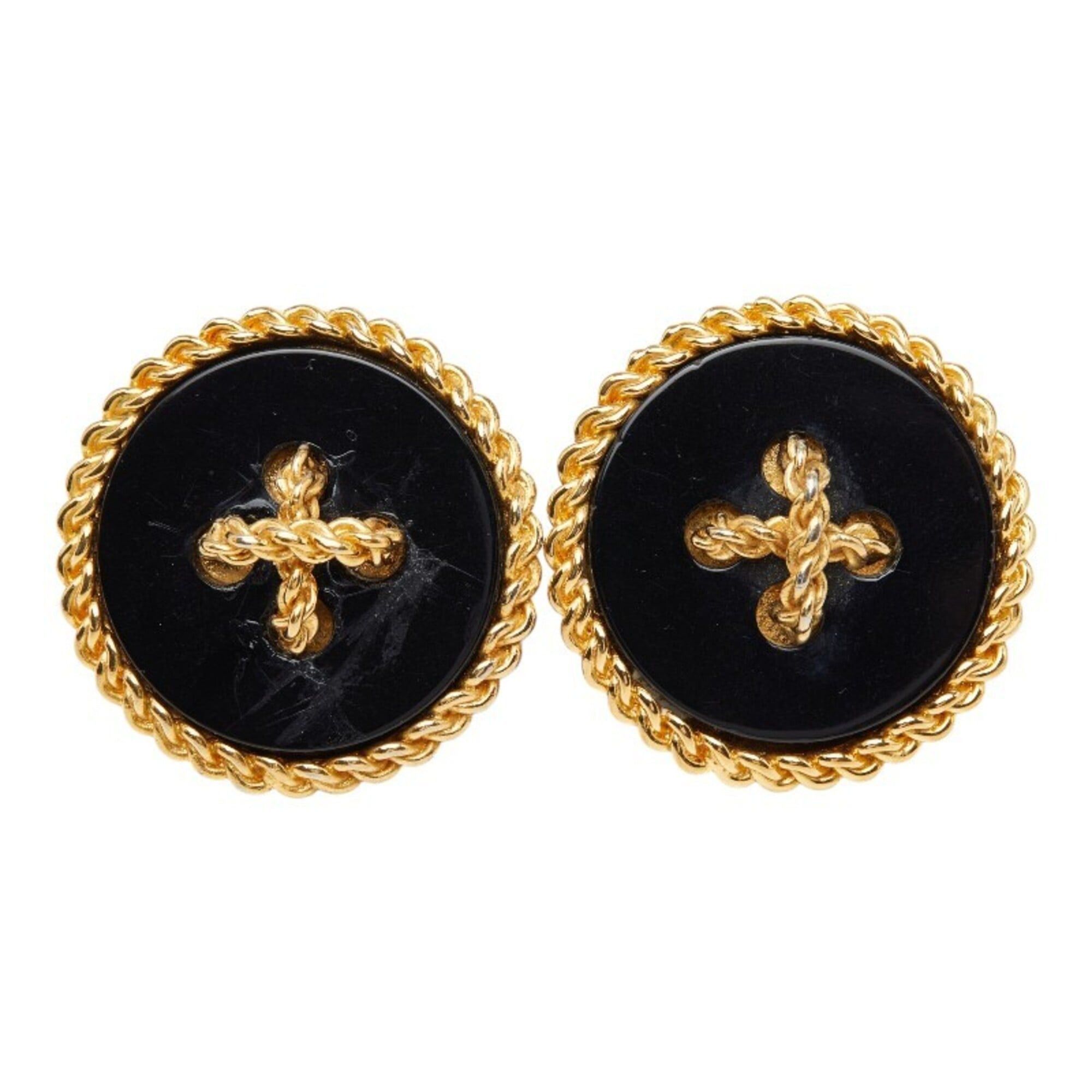 Chanel Chanel Vintage Chain Earrings, Gold and Black Plated, Women's. Size ONE SIZE - 2 Thumbnail
