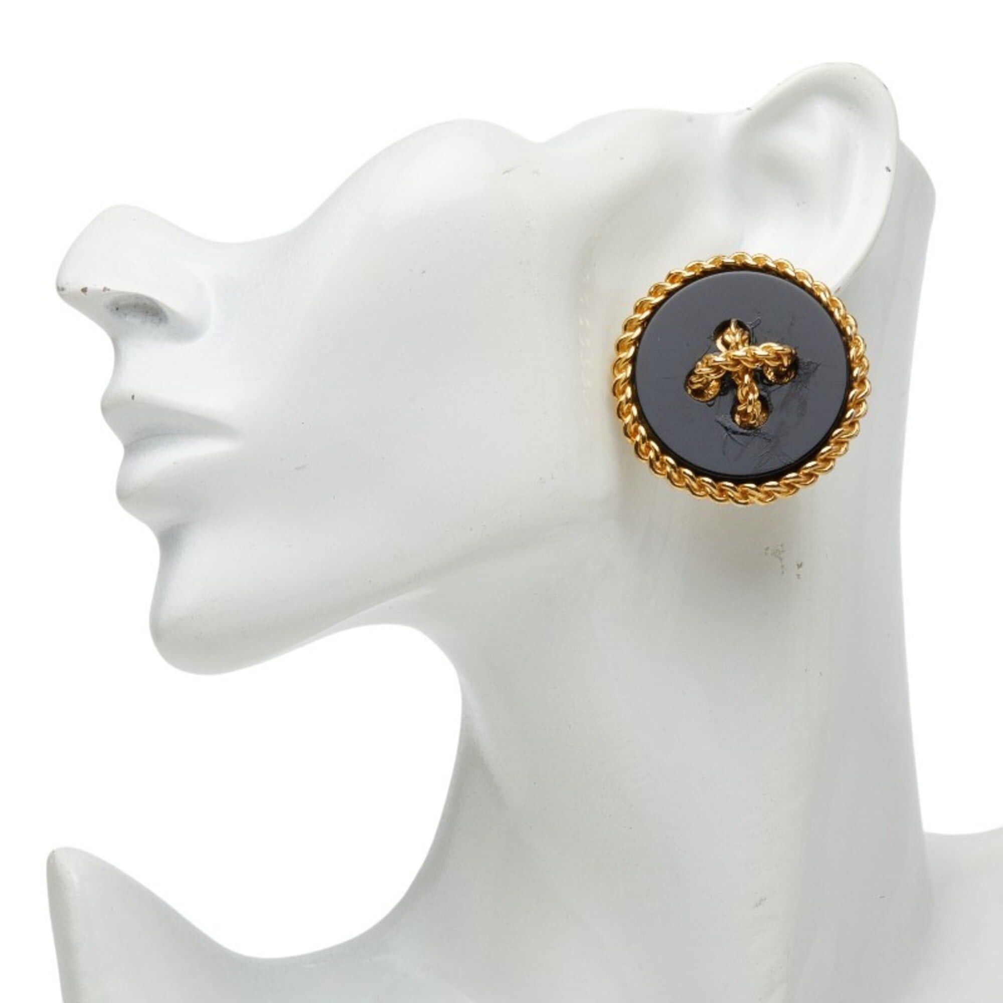 Chanel Chanel Vintage Chain Earrings, Gold and Black Plated, Women's. Size ONE SIZE - 5 Thumbnail