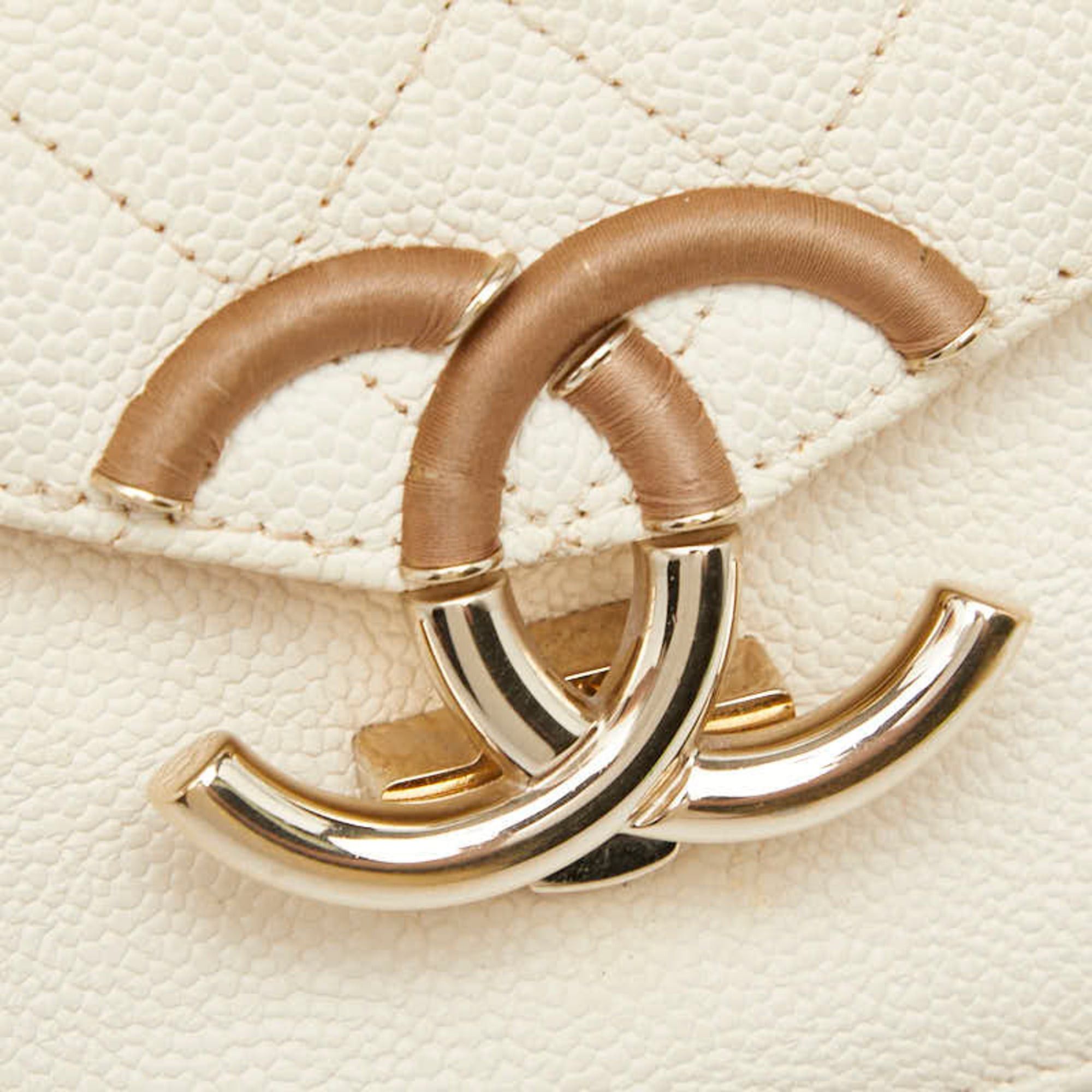 Chanel Chanel Matelassé Coco Mark Top Handle Chain Shoulder Bag, Beige, Gold Hardware, Caviar Leather, Women's. Size ONE SIZE - 9 Thumbnail