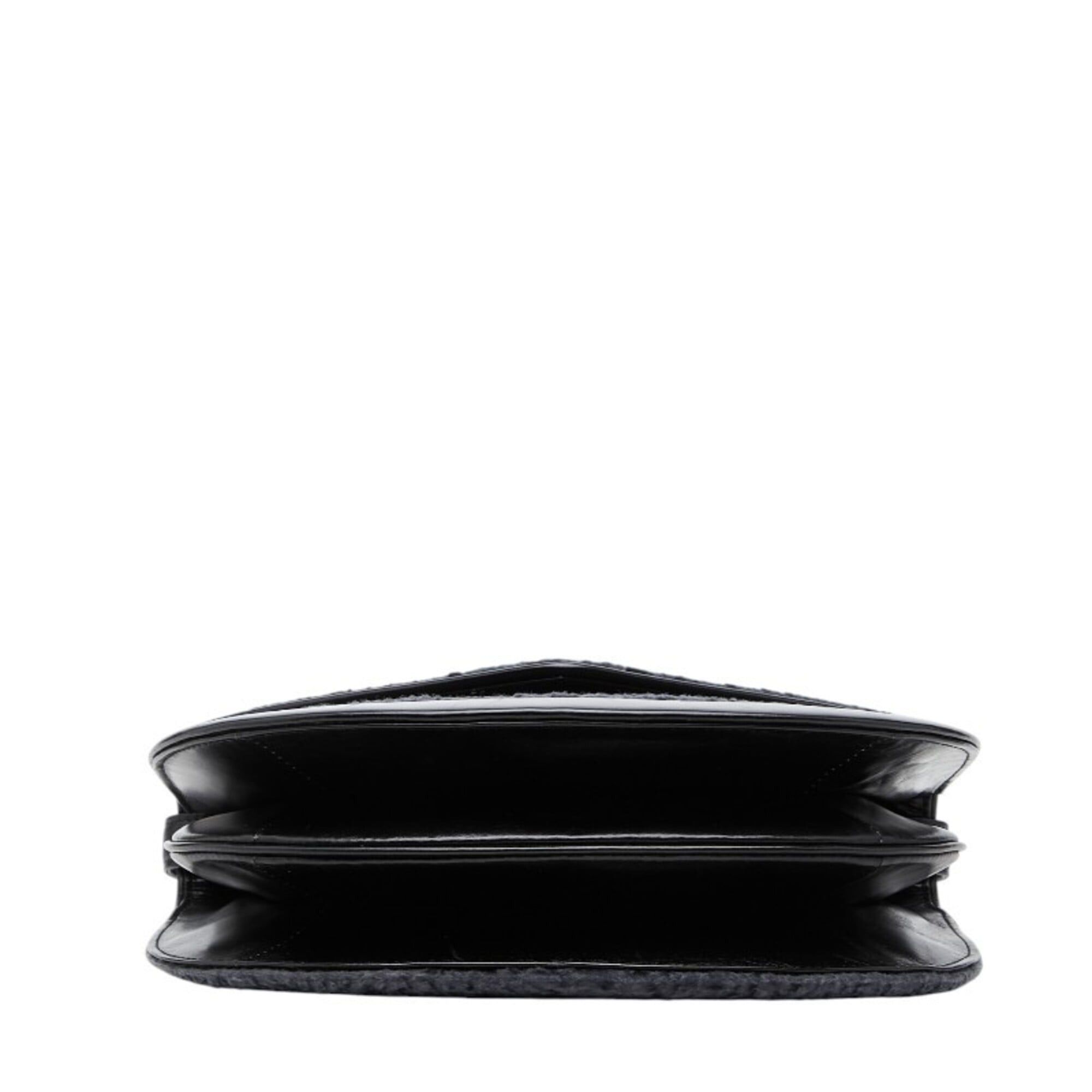Saint Laurent Paris Saint Laurent Shoulder Bag, Black/Navy Leather, Karakul, Women's. Size ONE SIZE - 3 Thumbnail