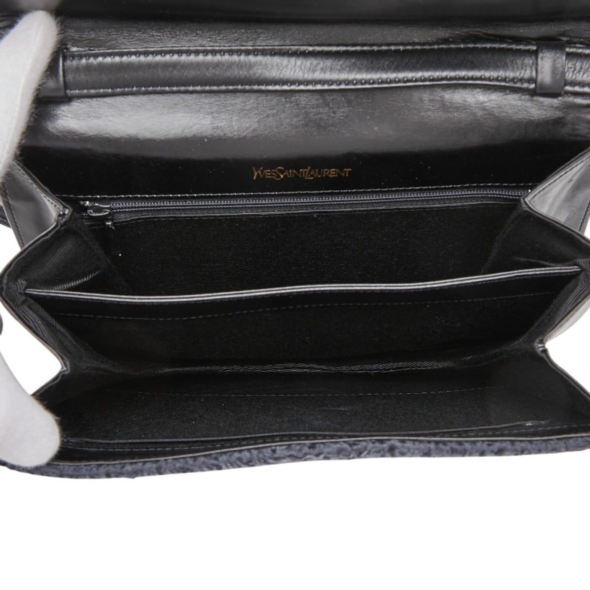 Saint Laurent Paris Saint Laurent Shoulder Bag, Black/Navy Leather, Karakul, Women's. Size ONE SIZE - 6 Thumbnail