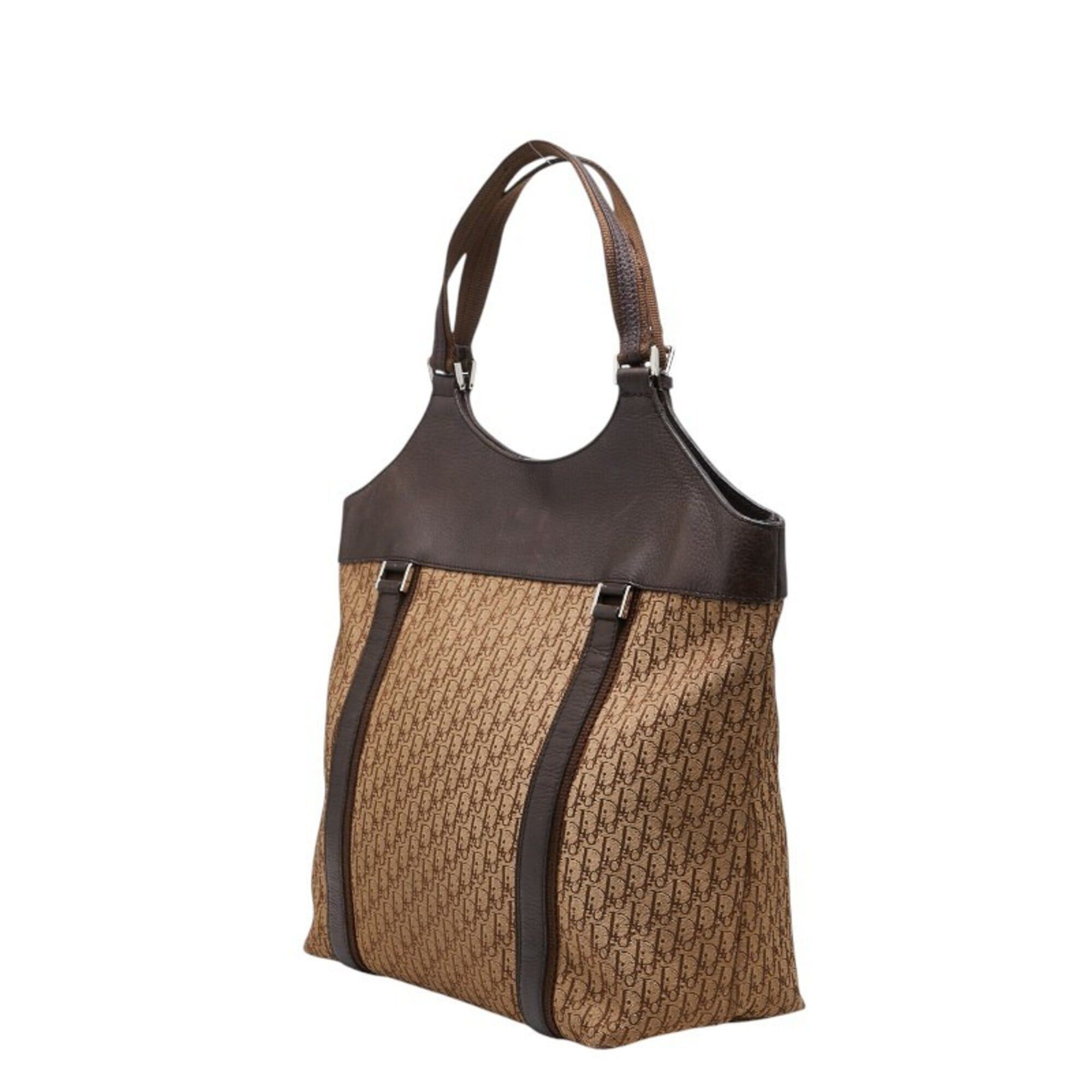 Dior Christian Dior Dior Trotter Street Chic Tote Bag Handbag Beige Brown Leather Canvas Women's Size ONE SIZE - 2 Thumbnail