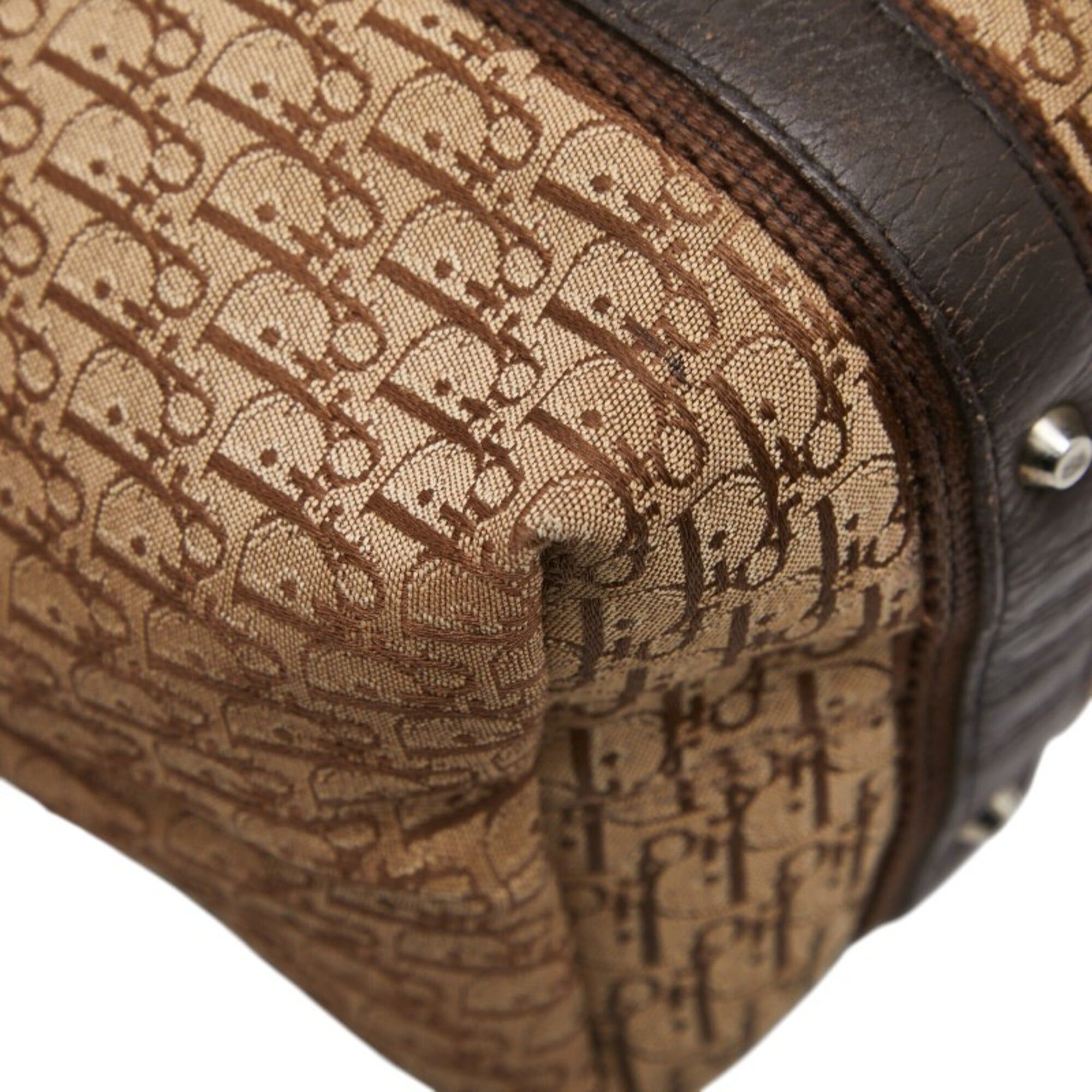 Dior Christian Dior Dior Trotter Street Chic Tote Bag Handbag Beige Brown Leather Canvas Women's Size ONE SIZE - 5 Thumbnail