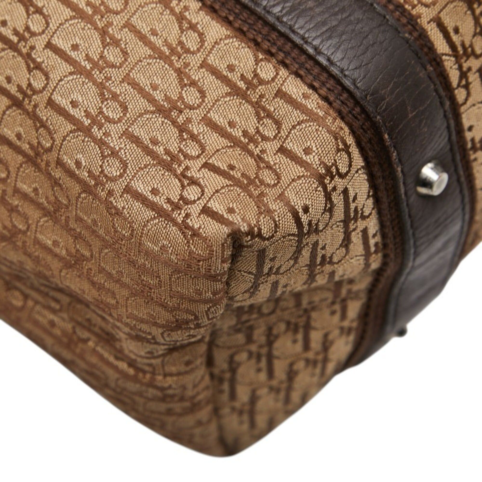 Dior Christian Dior Dior Trotter Street Chic Tote Bag Handbag Beige Brown Leather Canvas Women's Size ONE SIZE - 7 Thumbnail