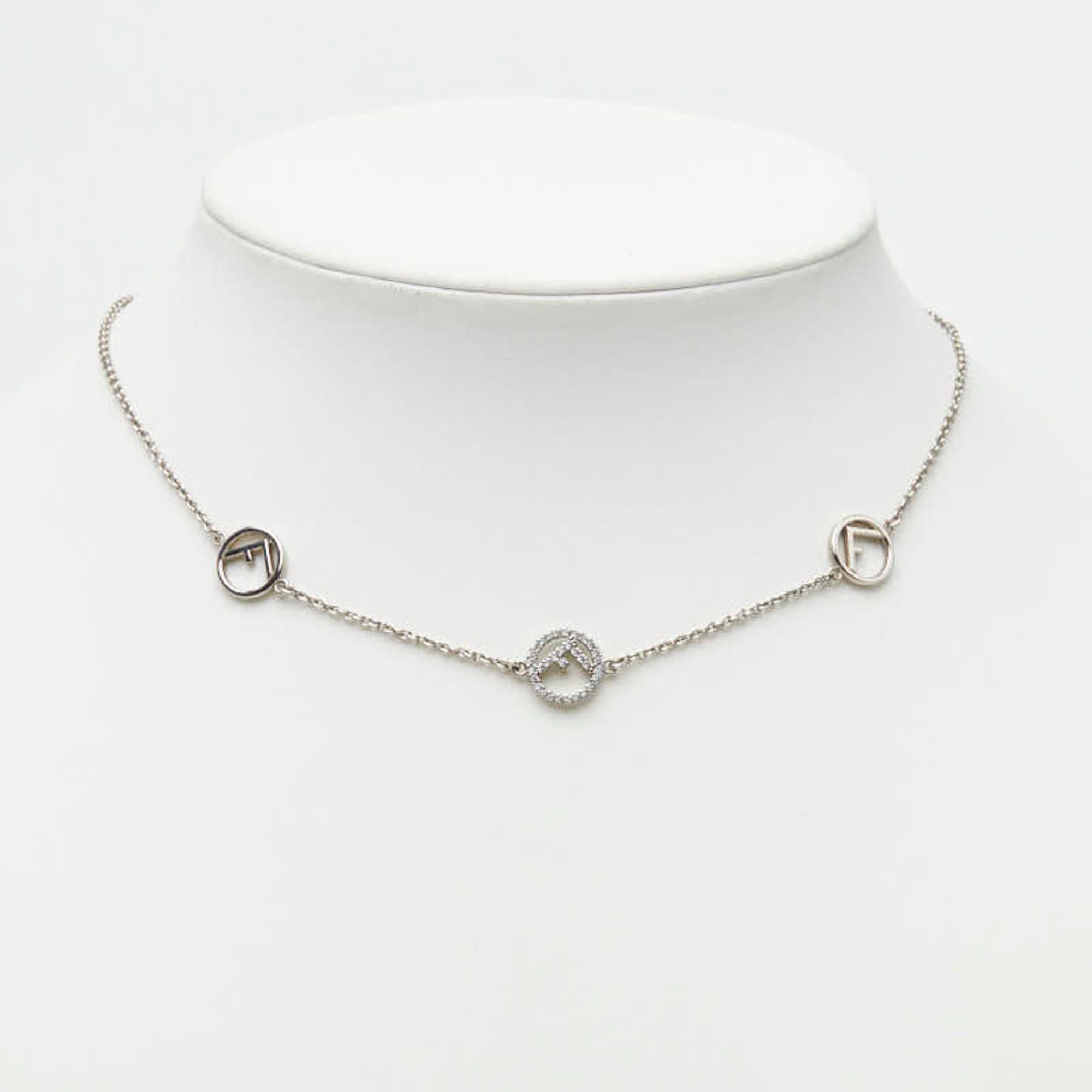 Fendi Fendi F is Logo Chain Necklace, Silver Metal, Cubic Zirconia, Women's FENDI Size ONE SIZE - 8 Thumbnail