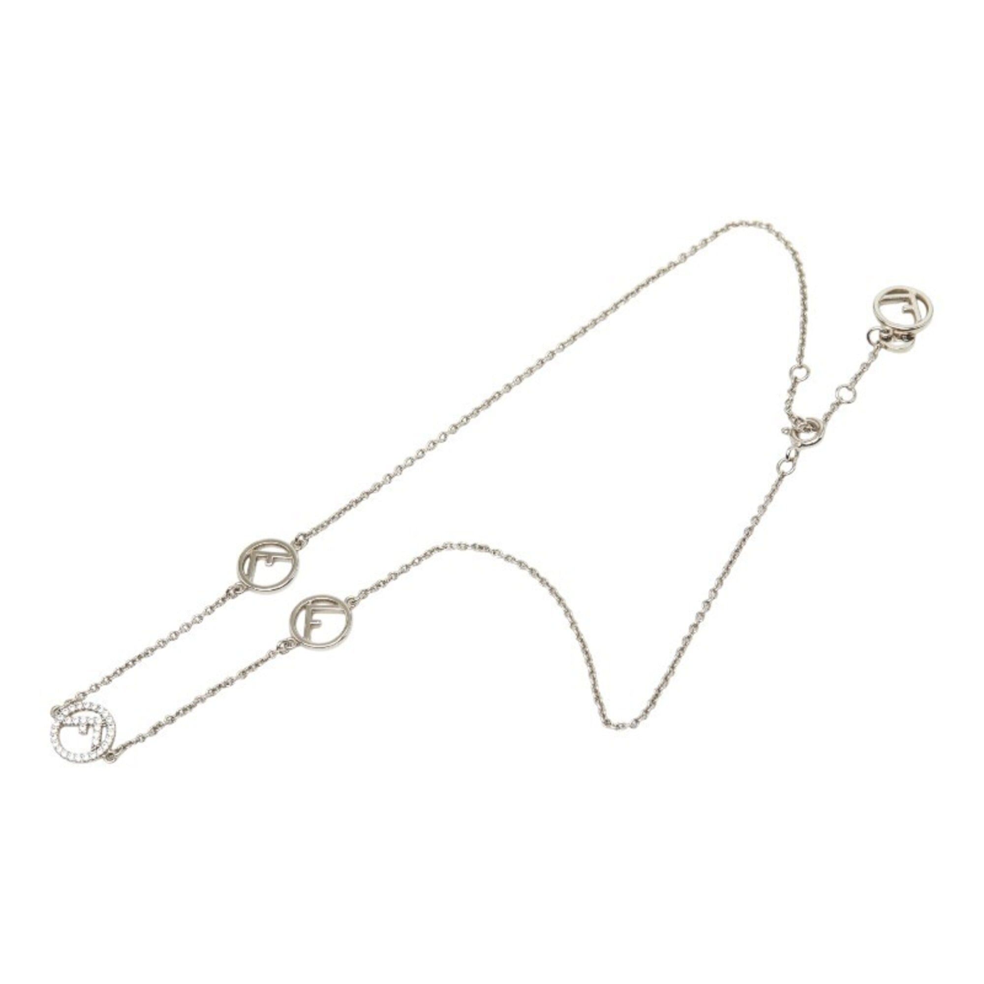 Fendi Fendi F is Logo Chain Necklace, Silver Metal, Cubic Zirconia, Women's FENDI Size ONE SIZE - 2 Thumbnail