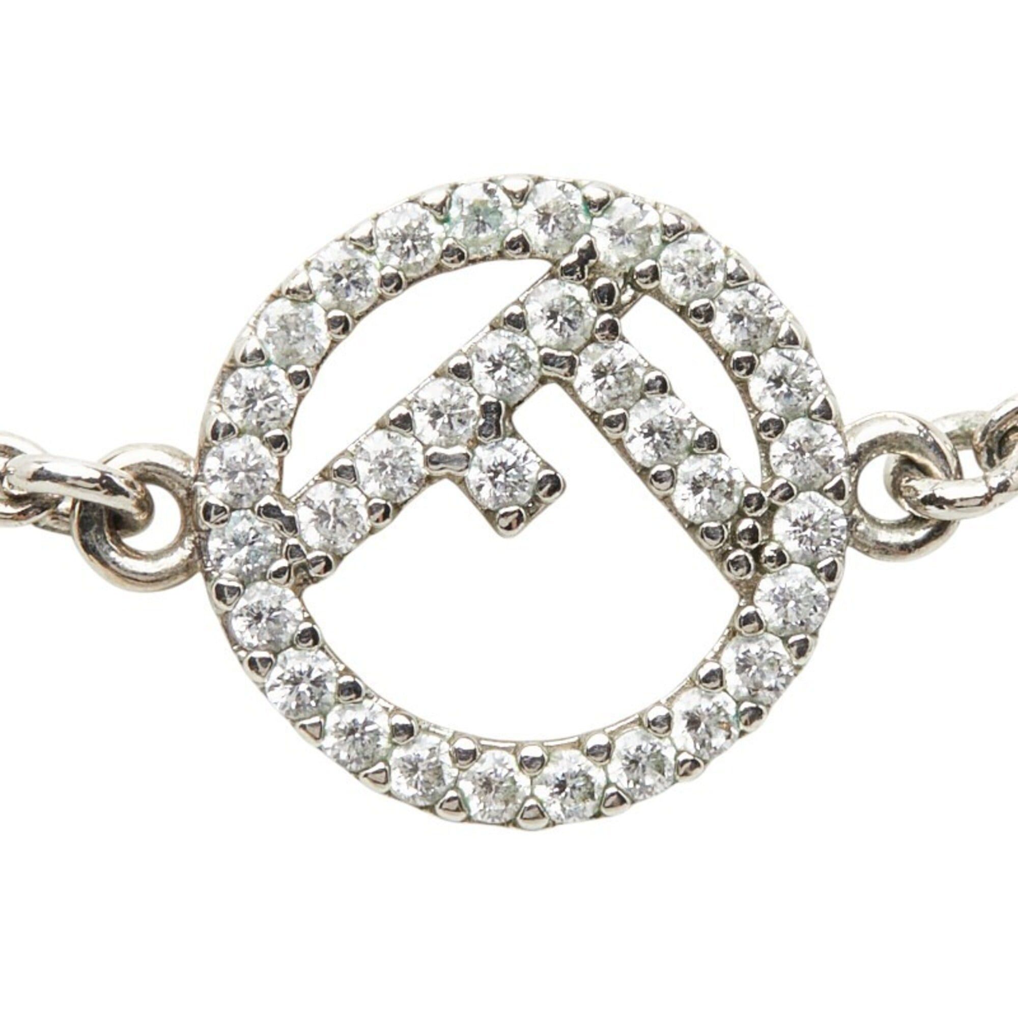 Fendi Fendi F is Logo Chain Necklace, Silver Metal, Cubic Zirconia, Women's FENDI Size ONE SIZE - 3 Thumbnail