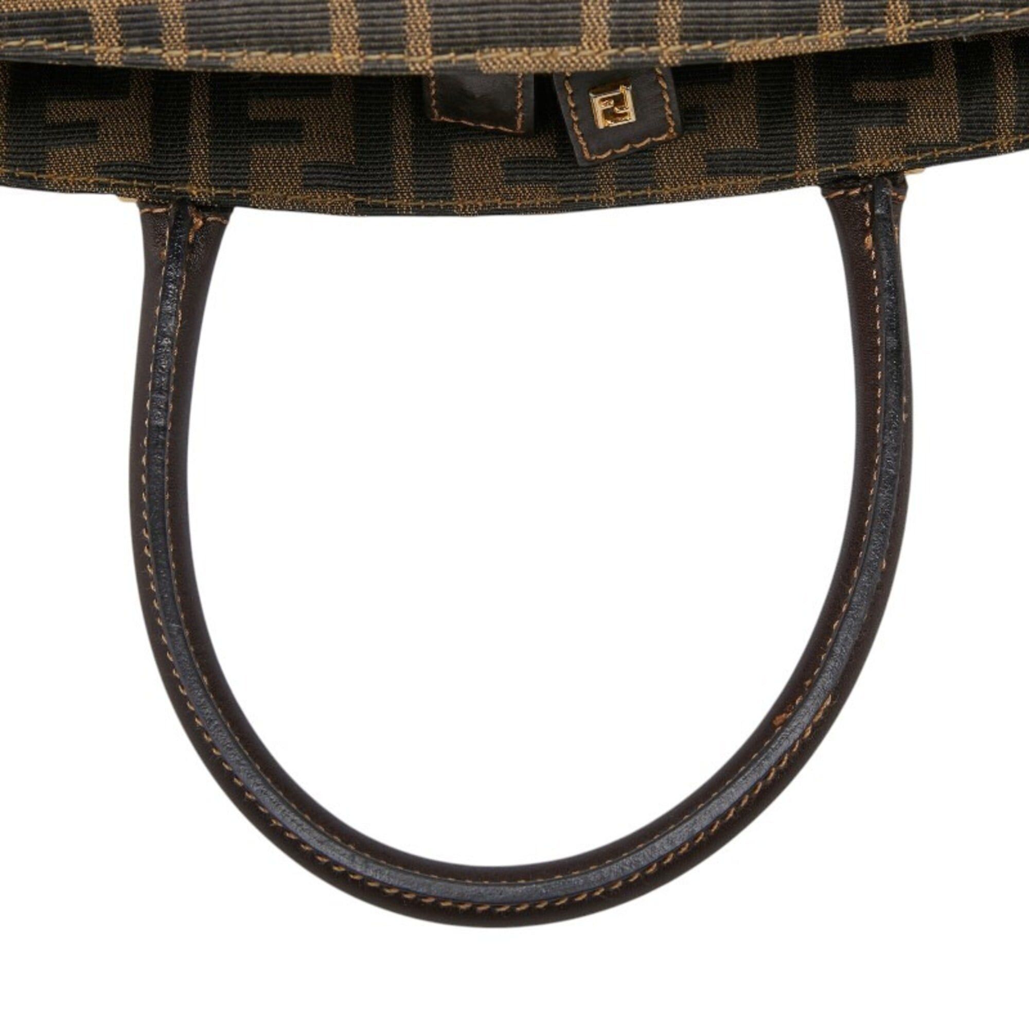 Fendi Fendi Zucca handbag, beige and black canvas, women's. Size ONE SIZE - 9 Thumbnail