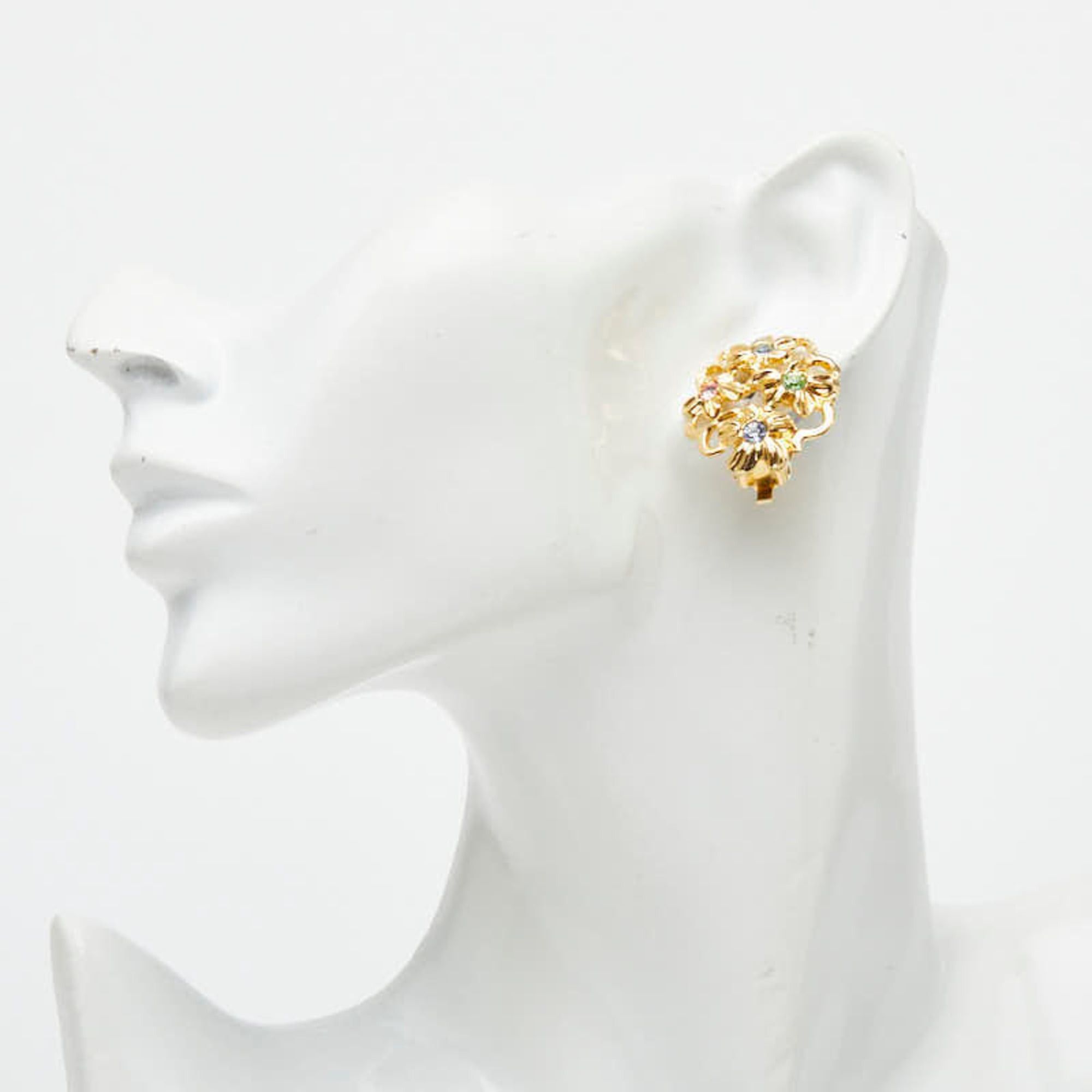 Yves Saint Laurent Yves Saint Laurent Saint Laurent Vintage Flower Earrings, Gold Rhinestone Plated, Women's. Size ONE SIZE - 5 Thumbnail