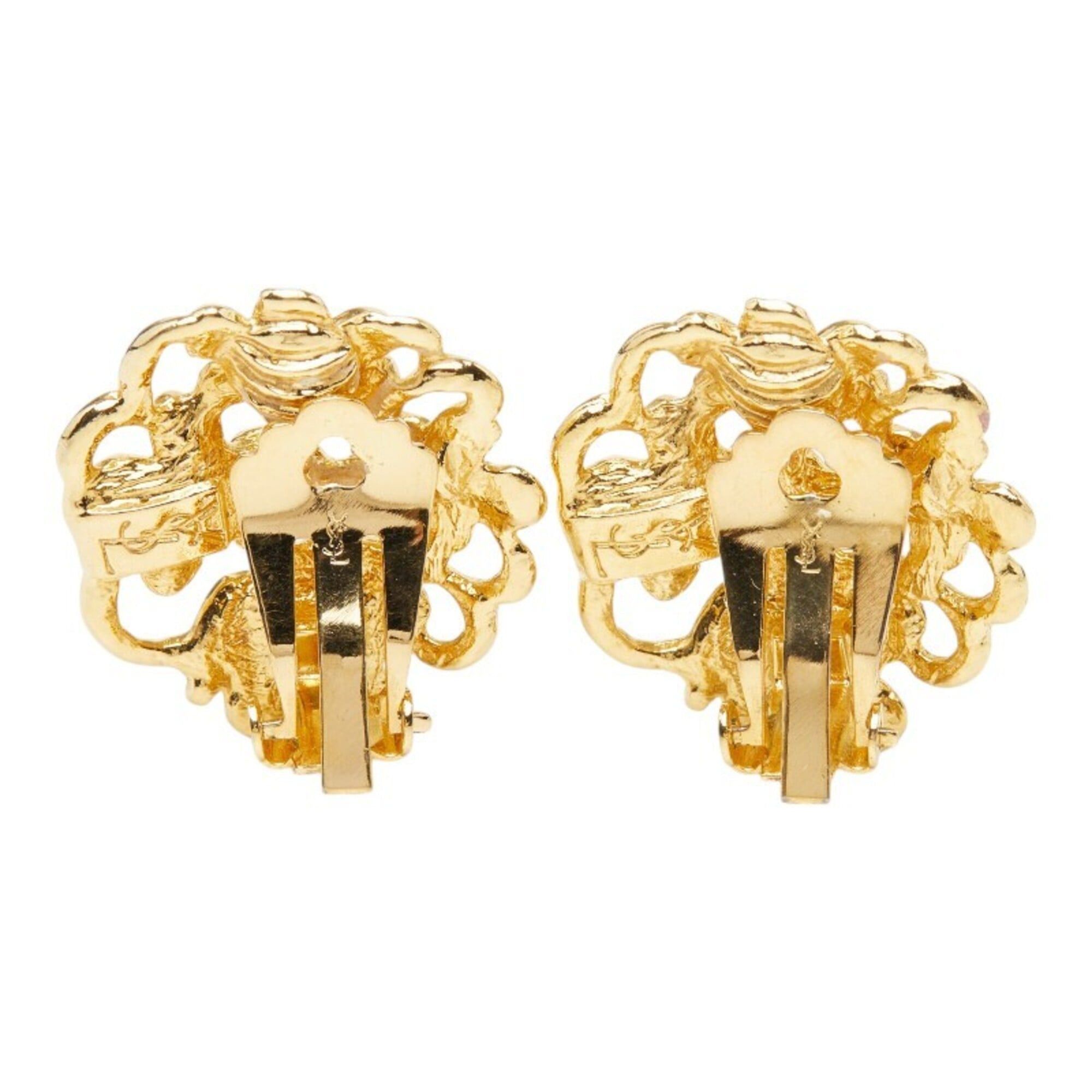 Yves Saint Laurent Yves Saint Laurent Saint Laurent Vintage Flower Earrings, Gold Rhinestone Plated, Women's. Size ONE SIZE - 3 Thumbnail