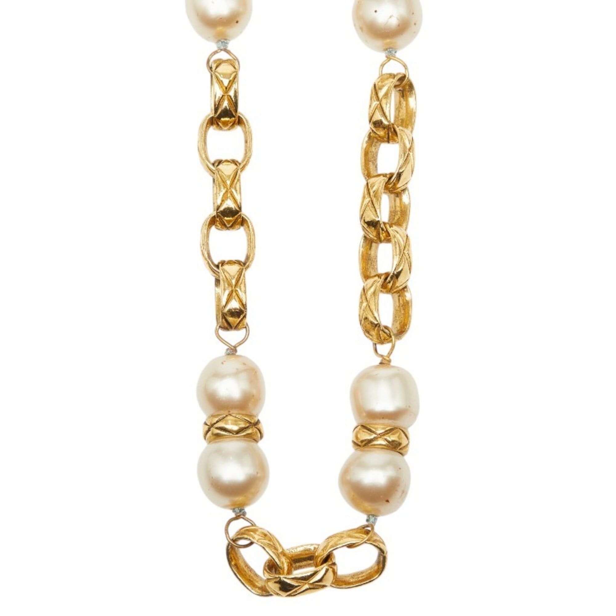 Chanel Chanel Chain Necklace, 23 Stamp, Gold, Faux Pearl, Plated, Women's. Size ONE SIZE - 4 Thumbnail