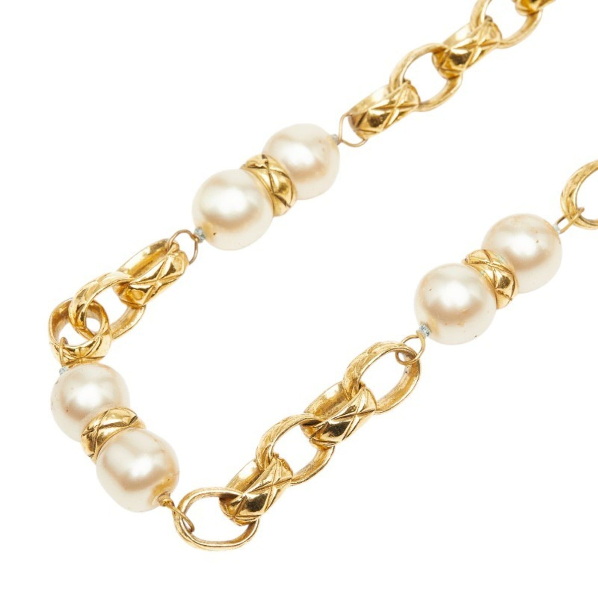 Chanel Chanel Chain Necklace, 23 Stamp, Gold, Faux Pearl, Plated, Women's. Size ONE SIZE - 2 Thumbnail