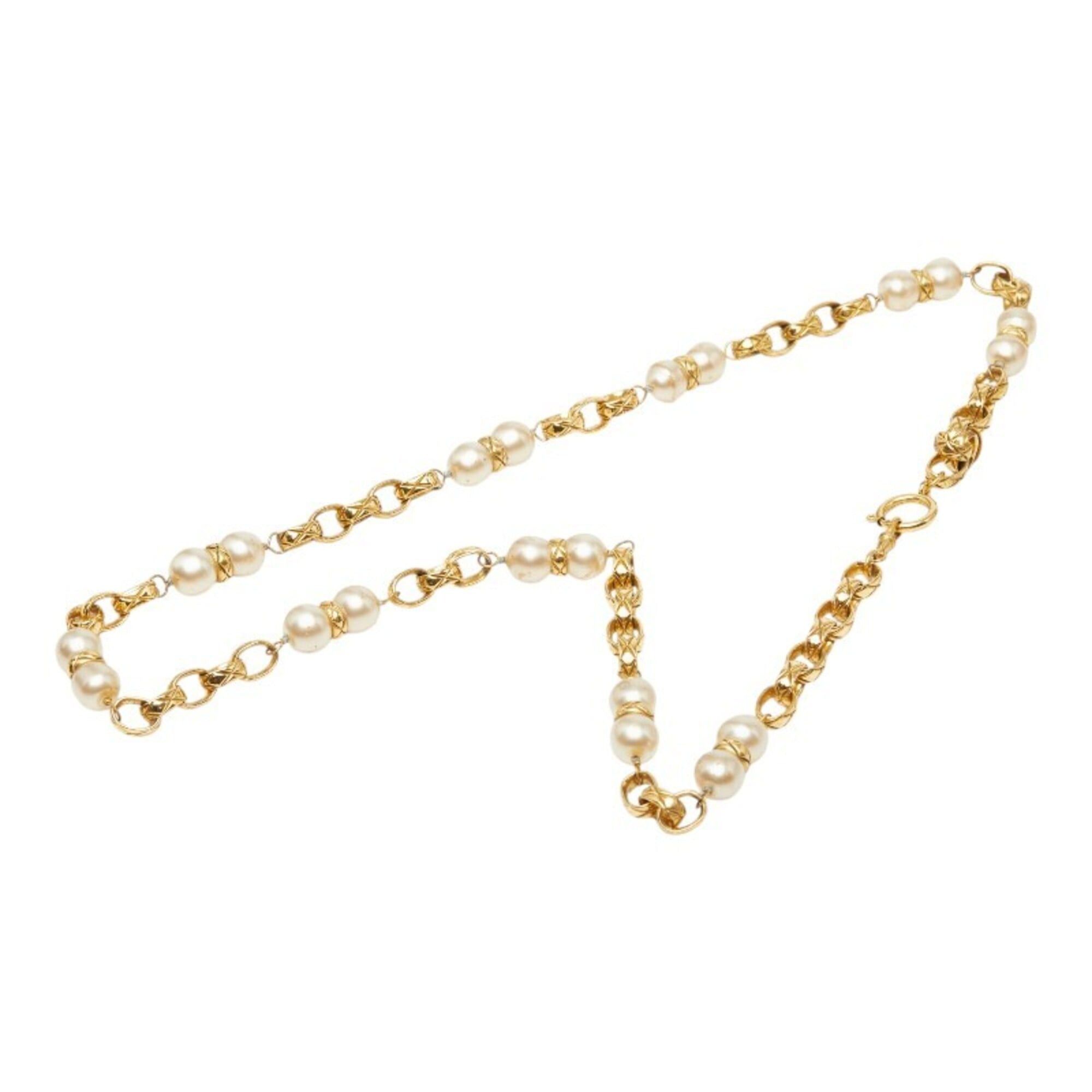 Chanel Chanel Chain Necklace, 23 Stamp, Gold, Faux Pearl, Plated, Women's. Size ONE SIZE - 3 Thumbnail