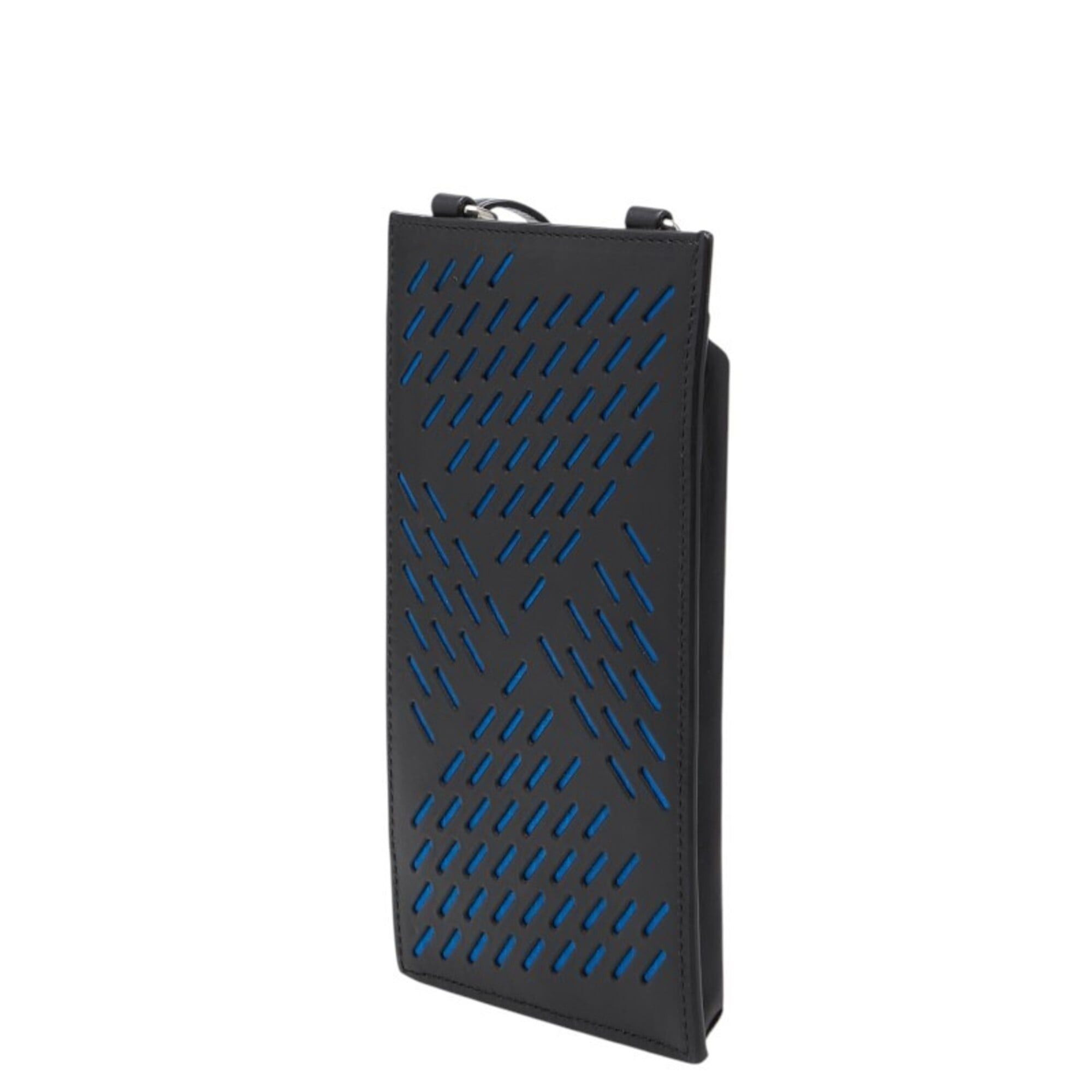 Bottega Veneta Bottega Veneta Intrecciato Perforated Smartphone Bag Shoulder Black Blue Leather Women's BOTTEGAVENETA Size ONE SIZE - 2 Thumbnail