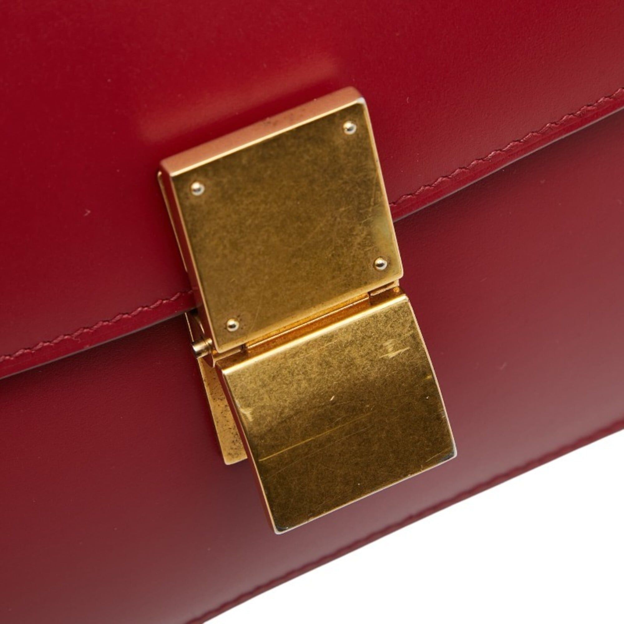 Celine Celine Classic Box Handbag, Crossbody Shoulder Bag, Red Leather, Women's CELINE Size ONE SIZE - 9 Thumbnail