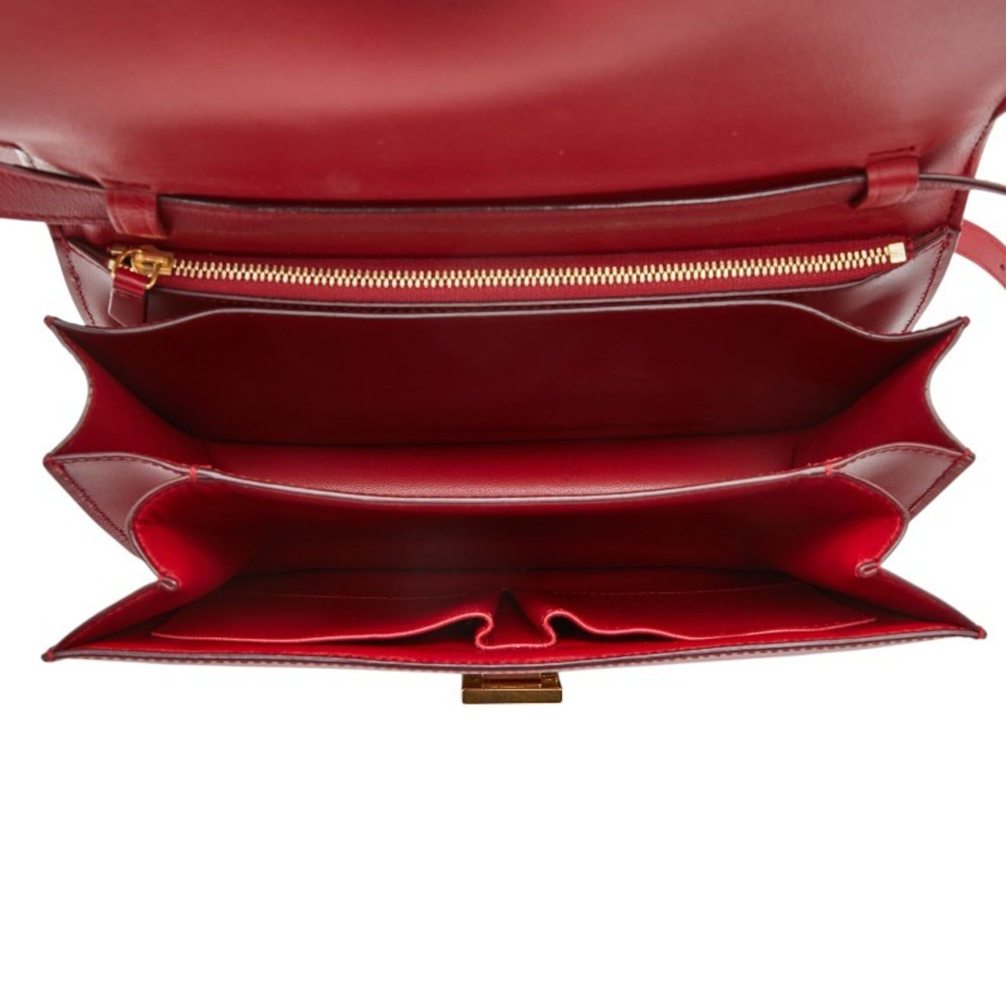 Celine Celine Classic Box Handbag, Crossbody Shoulder Bag, Red Leather, Women's CELINE Size ONE SIZE - 10 Thumbnail