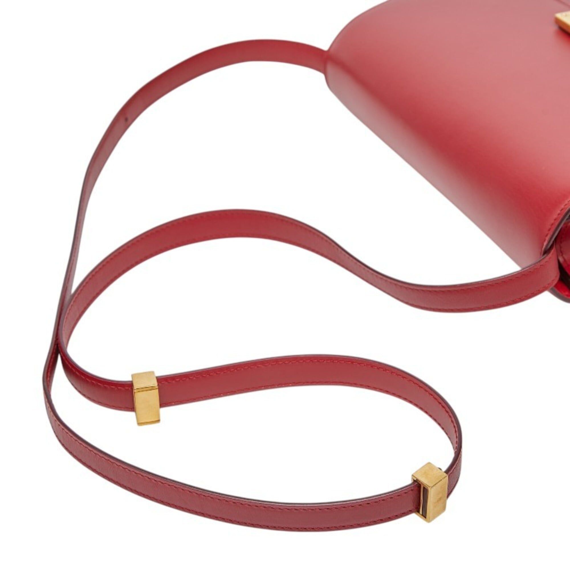 Celine Celine Classic Box Handbag, Crossbody Shoulder Bag, Red Leather, Women's CELINE Size ONE SIZE - 4 Thumbnail