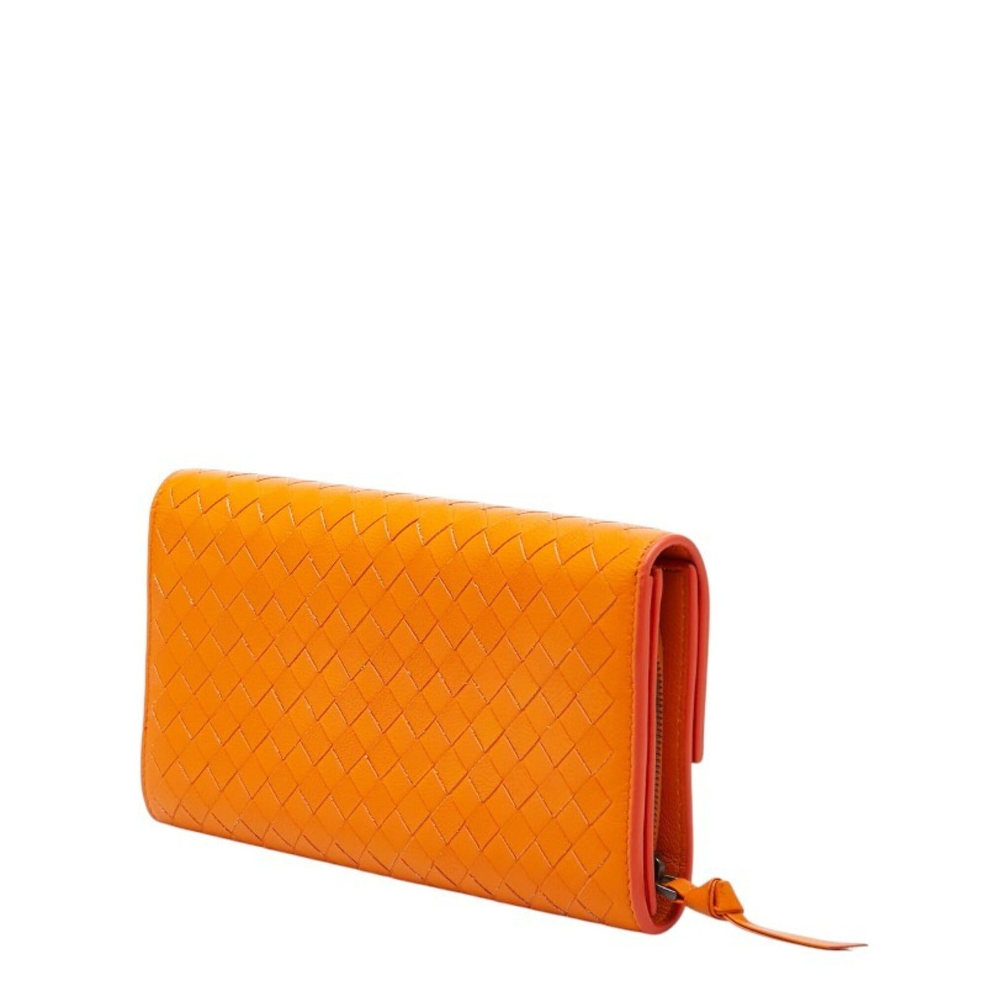 Bottega Veneta Bottega Veneta Intrecciato Long Wallet, Orange Leather, Women's. Size ONE SIZE - 2 Thumbnail