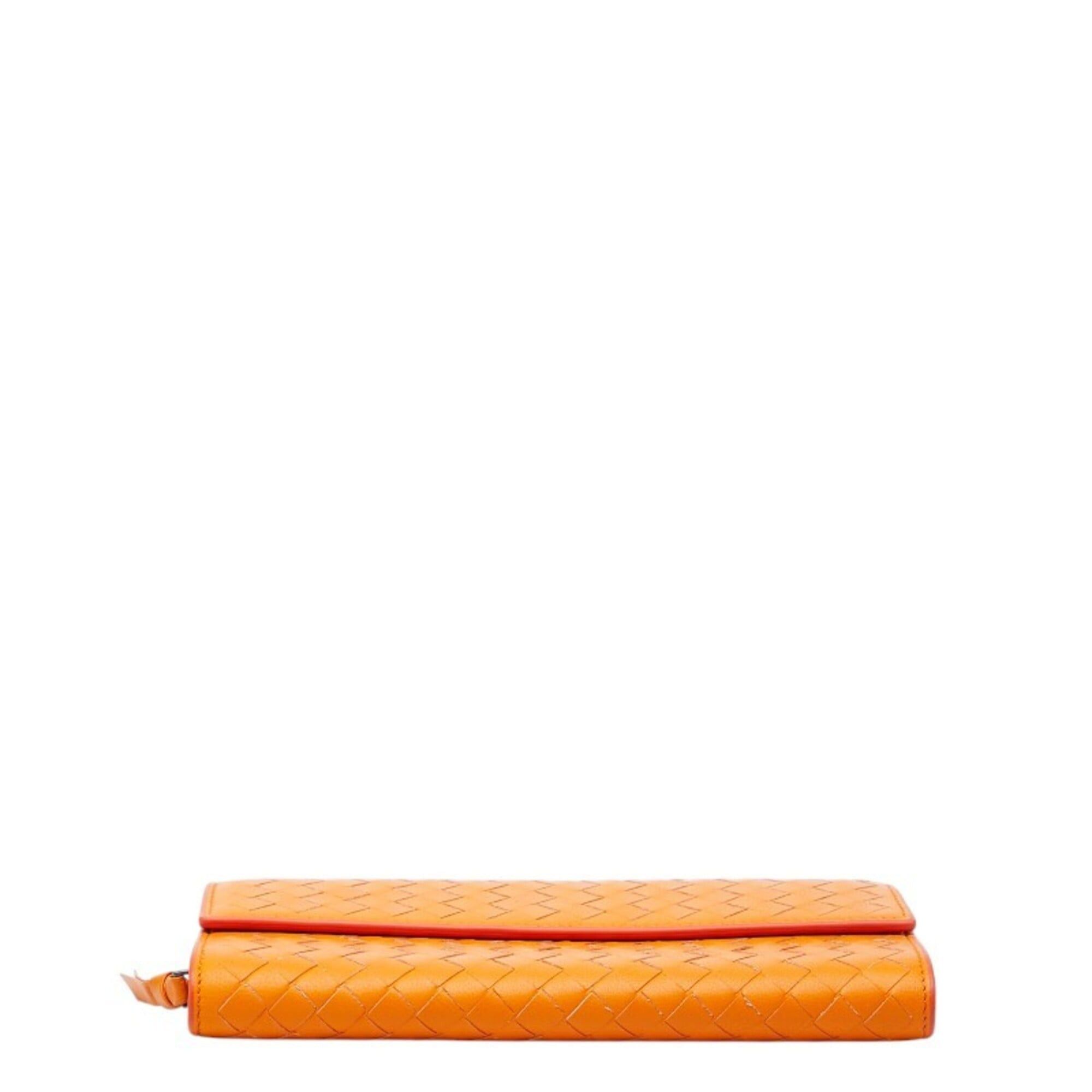 Bottega Veneta Bottega Veneta Intrecciato Long Wallet, Orange Leather, Women's. Size ONE SIZE - 3 Thumbnail