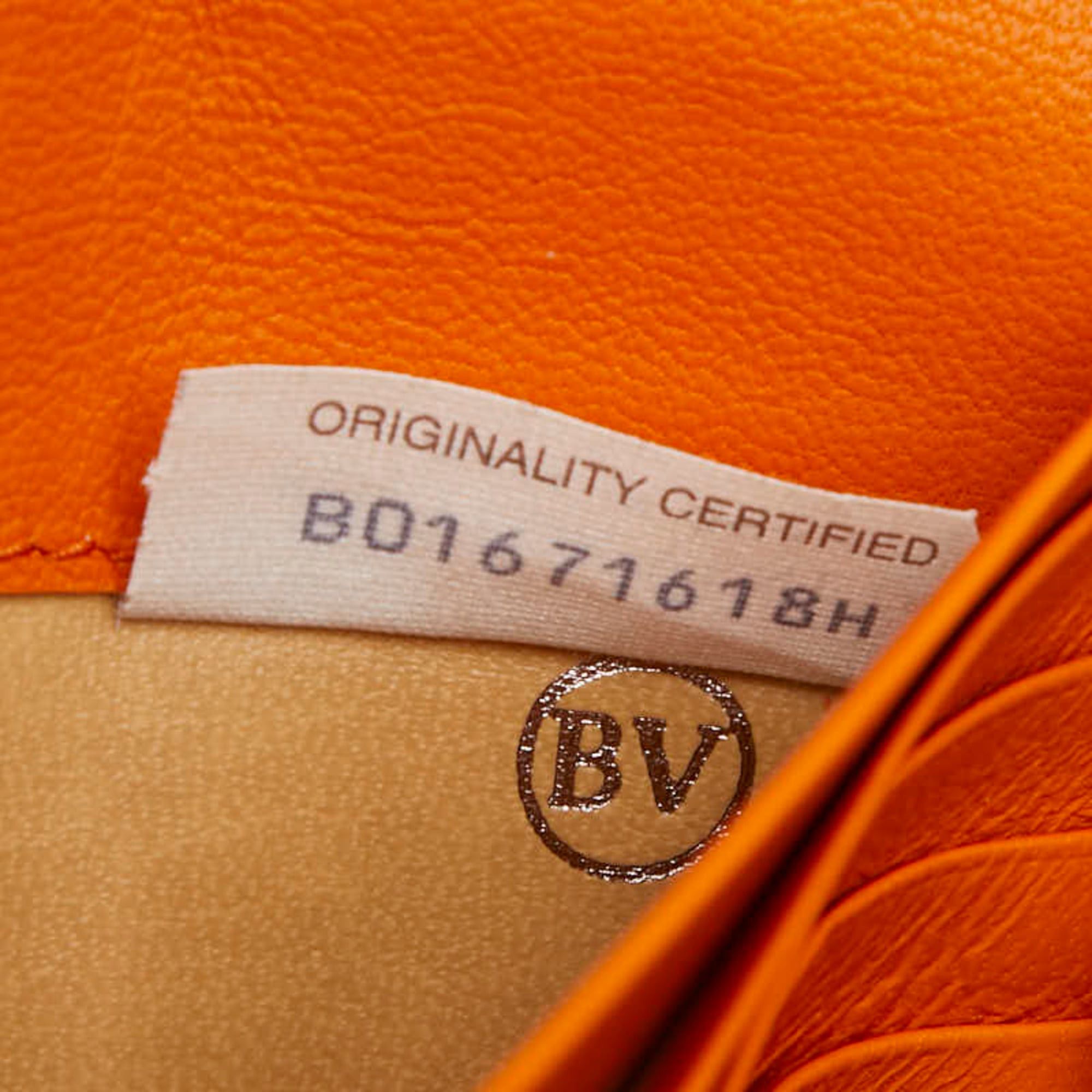 Bottega Veneta Bottega Veneta Intrecciato Long Wallet, Orange Leather, Women's. Size ONE SIZE - 8 Thumbnail