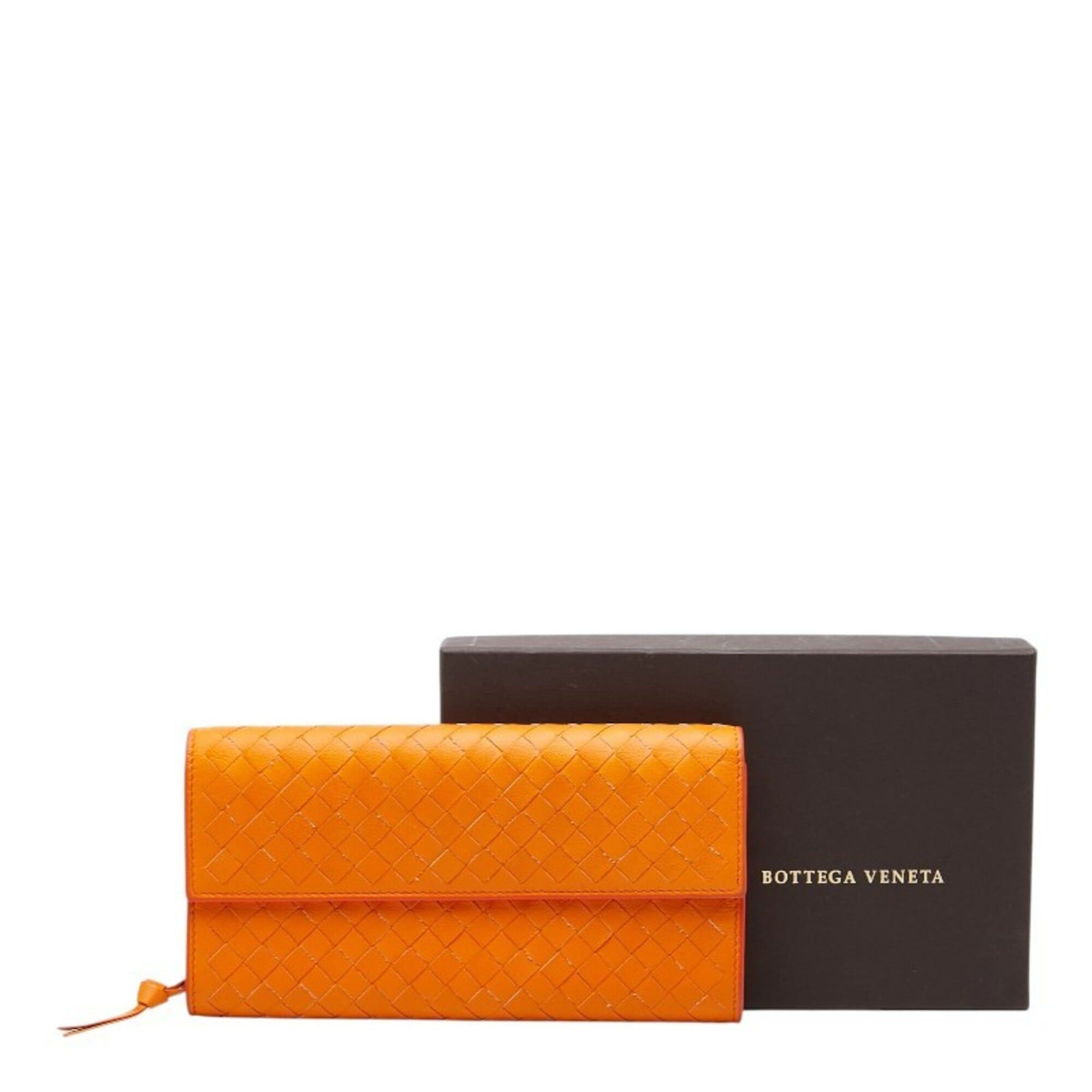 Bottega Veneta Bottega Veneta Intrecciato Long Wallet, Orange Leather, Women's. Size ONE SIZE - 10 Thumbnail