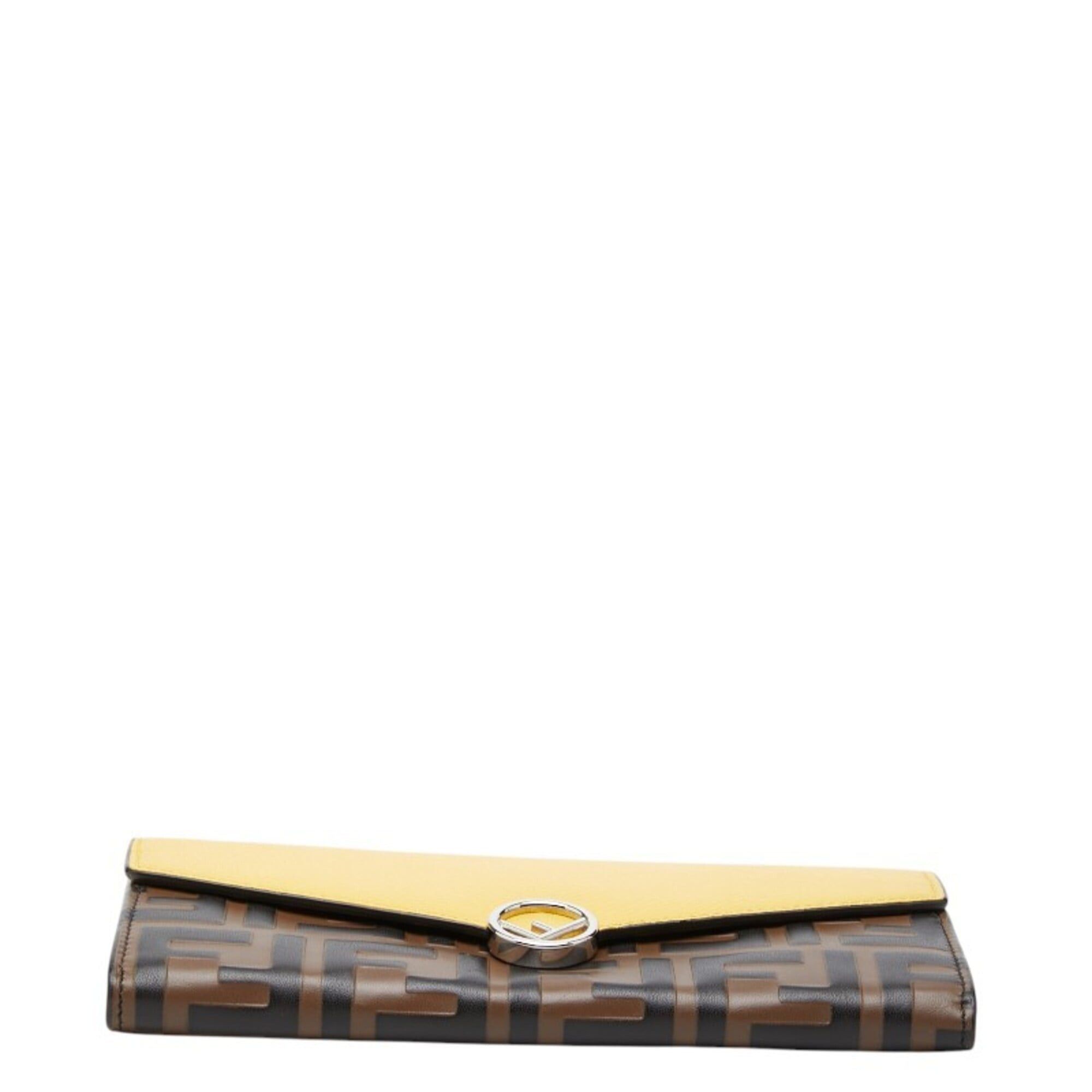 Fendi Fendi Zucca F is Logo Long Wallet, Yellow Brown Leather, Women's FENDI Size ONE SIZE - 3 Thumbnail
