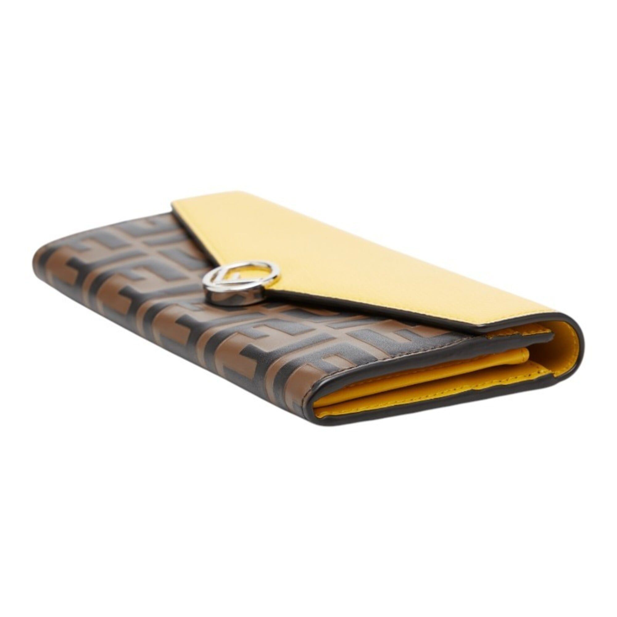Fendi Fendi Zucca F is Logo Long Wallet, Yellow Brown Leather, Women's FENDI Size ONE SIZE - 4 Thumbnail