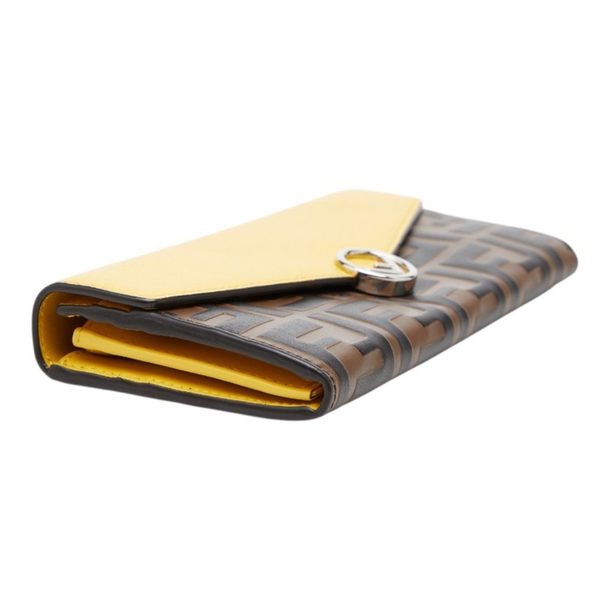 Fendi Fendi Zucca F is Logo Long Wallet, Yellow Brown Leather, Women's FENDI Size ONE SIZE - 5 Thumbnail