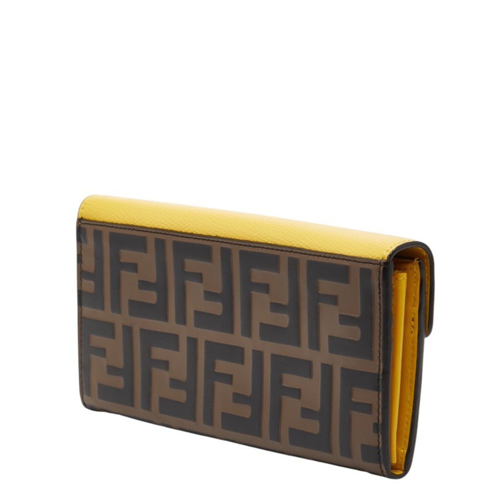 Fendi Fendi Zucca F is Logo Long Wallet, Yellow Brown Leather, Women's FENDI Size ONE SIZE - 2 Thumbnail