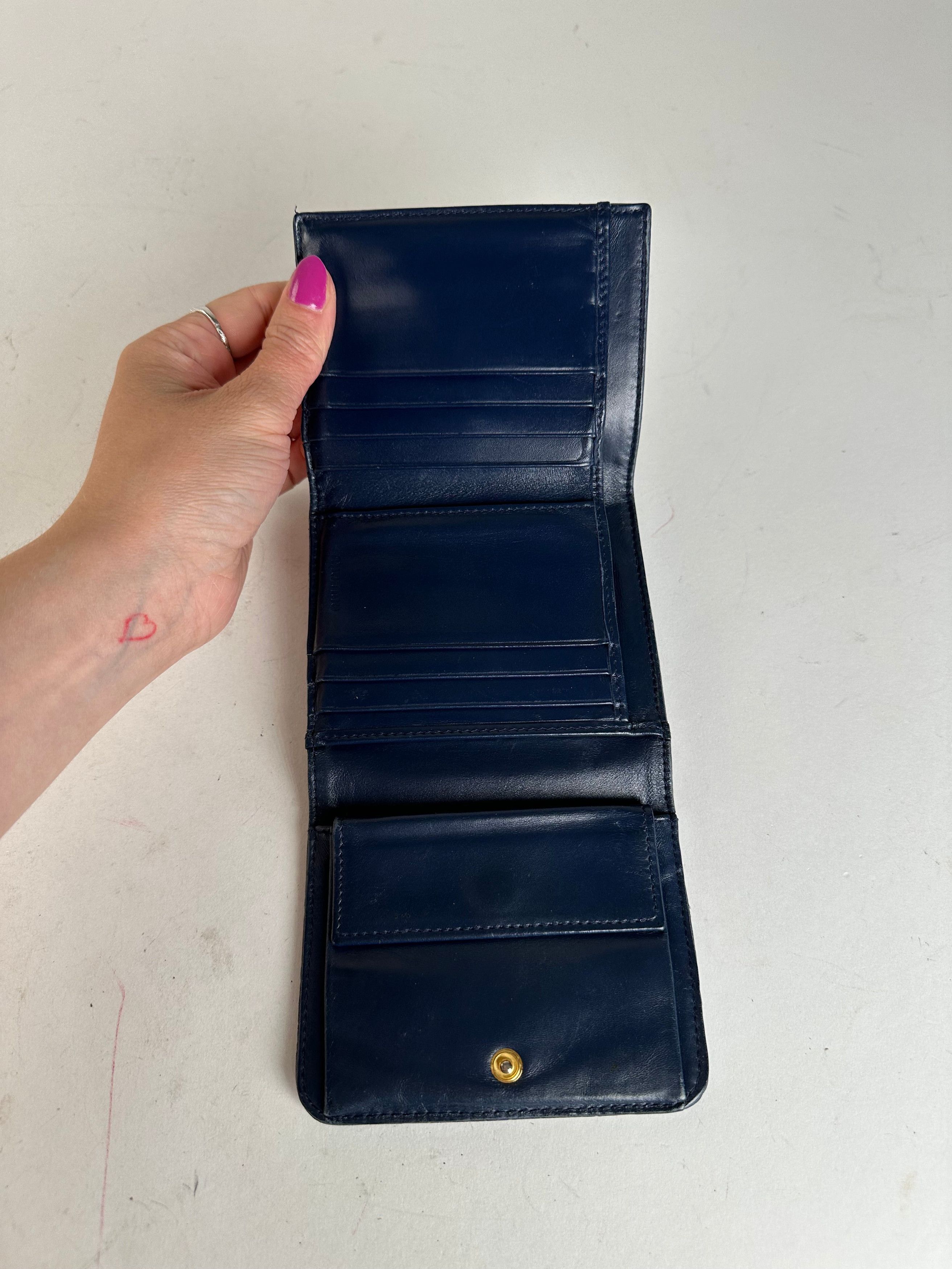 Miu Miu Vintage Croco-Embossed Compact Wallet Blue Size ONE SIZE - 3 Thumbnail