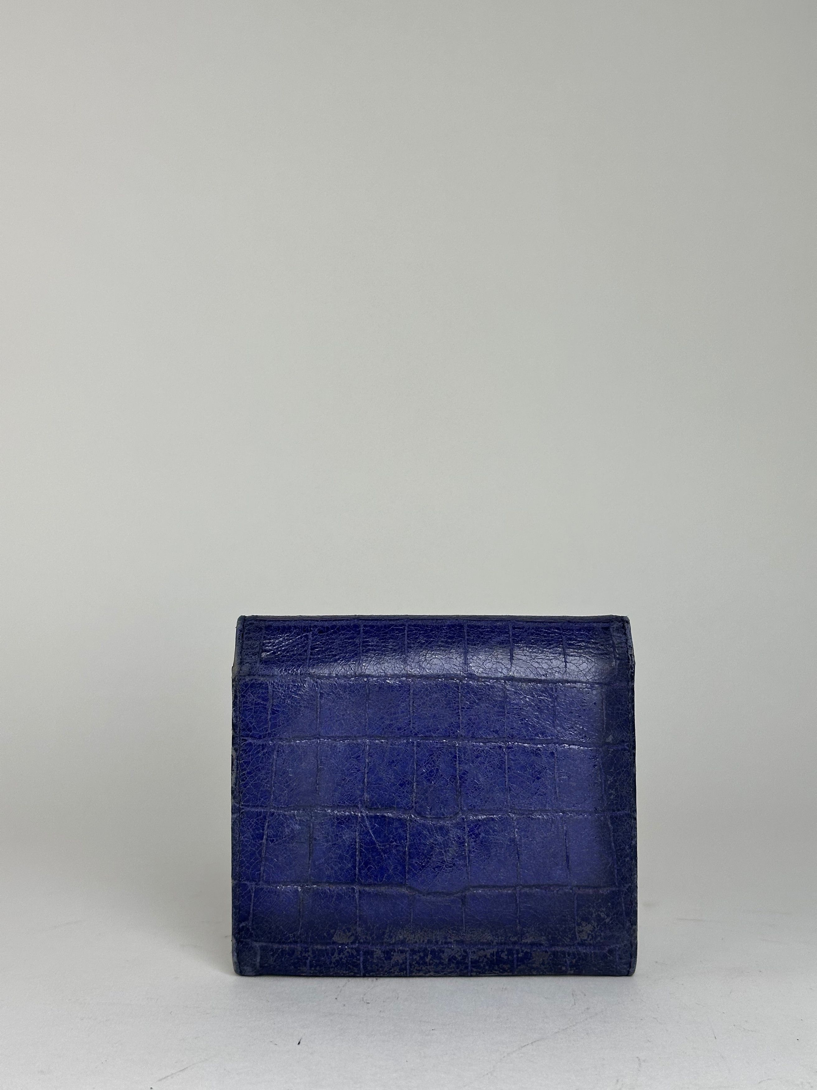 Miu Miu Vintage Croco-Embossed Compact Wallet Blue Size ONE SIZE - 9 Thumbnail