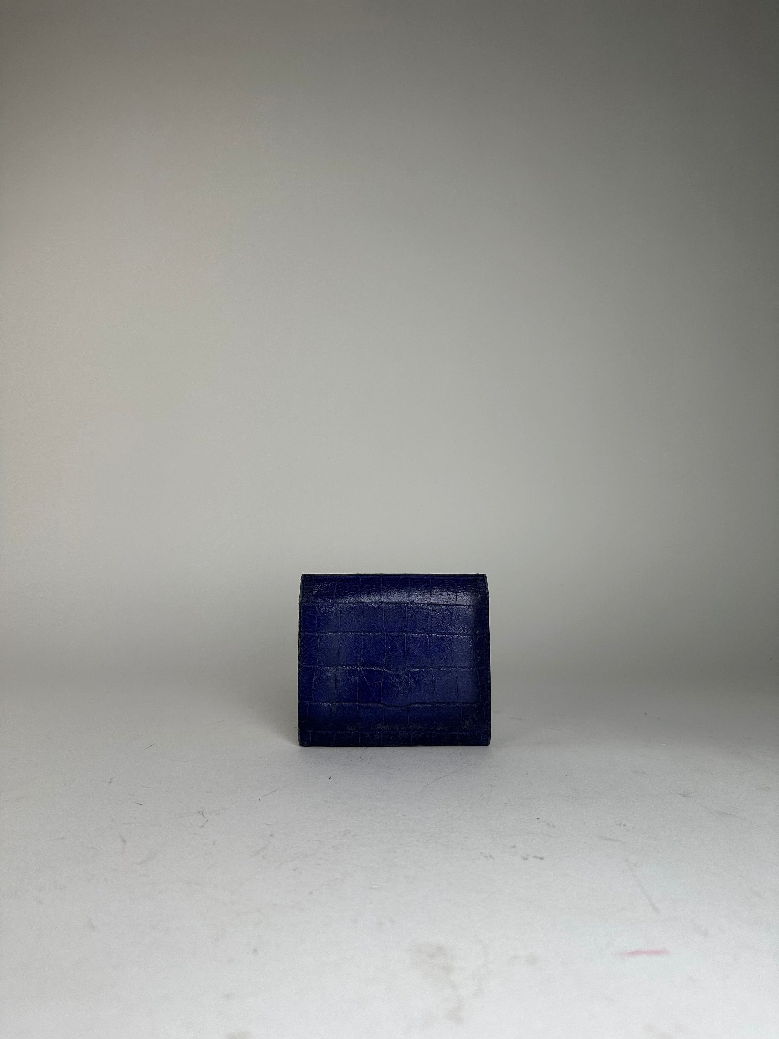 Miu Miu Vintage Croco-Embossed Compact Wallet Blue Size ONE SIZE - 2 Thumbnail