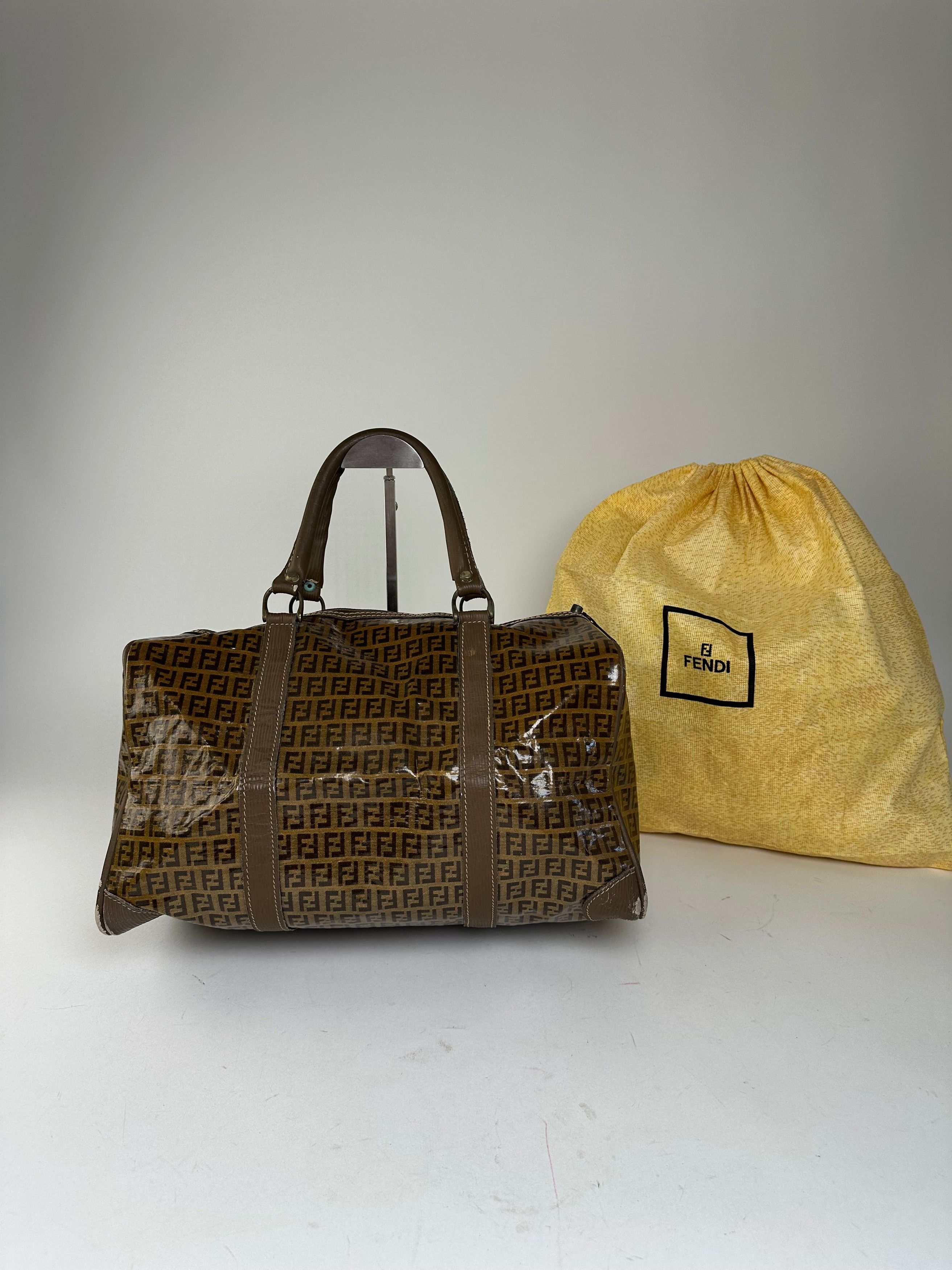 Fendi Vintage Roma Zucca FF Monogram Coated Canvas Boston Bag Brow Size ONE SIZE - 11 Thumbnail