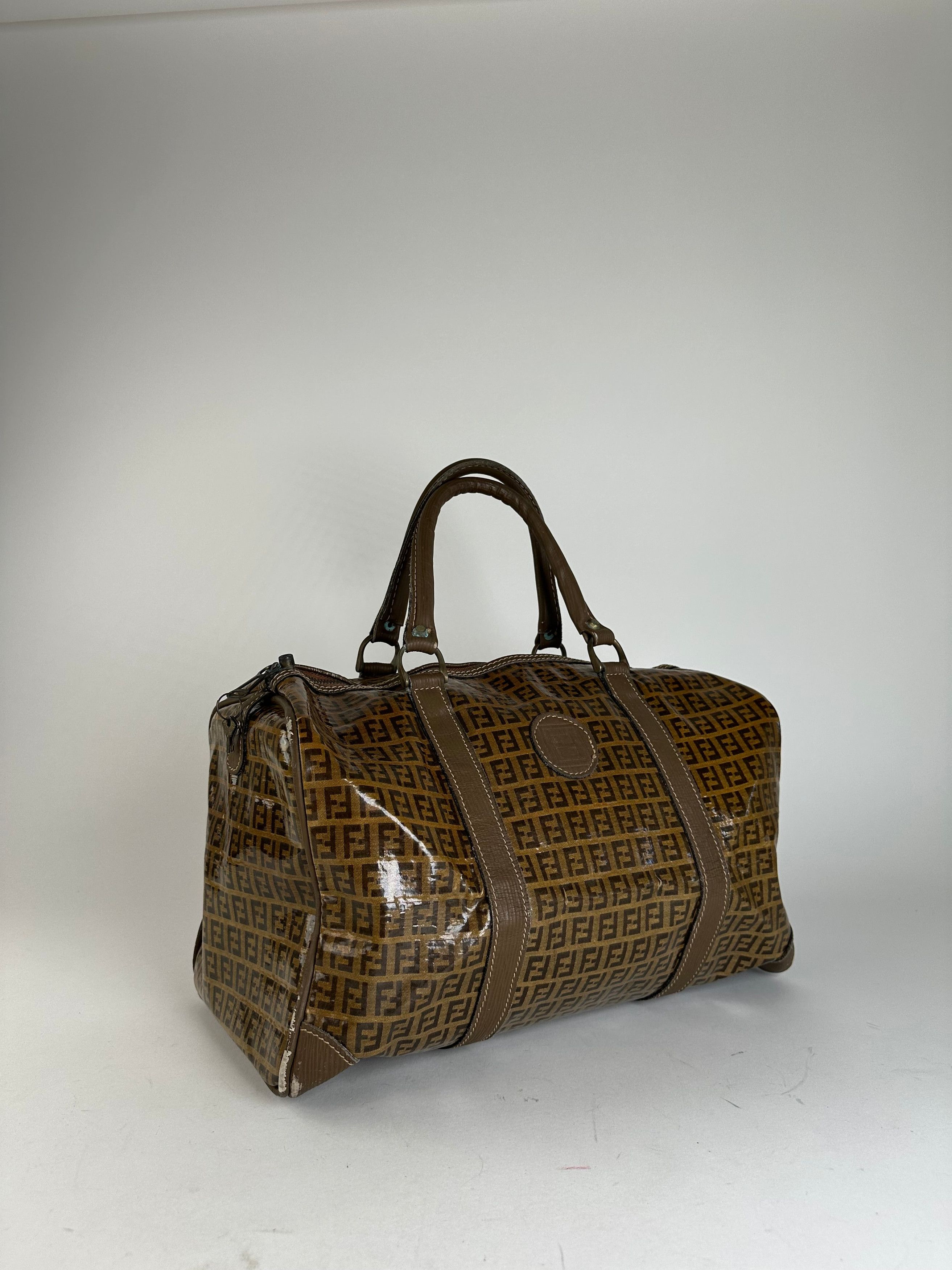 Fendi Vintage Roma Zucca FF Monogram Coated Canvas Boston Bag Brow Size ONE SIZE - 8 Thumbnail