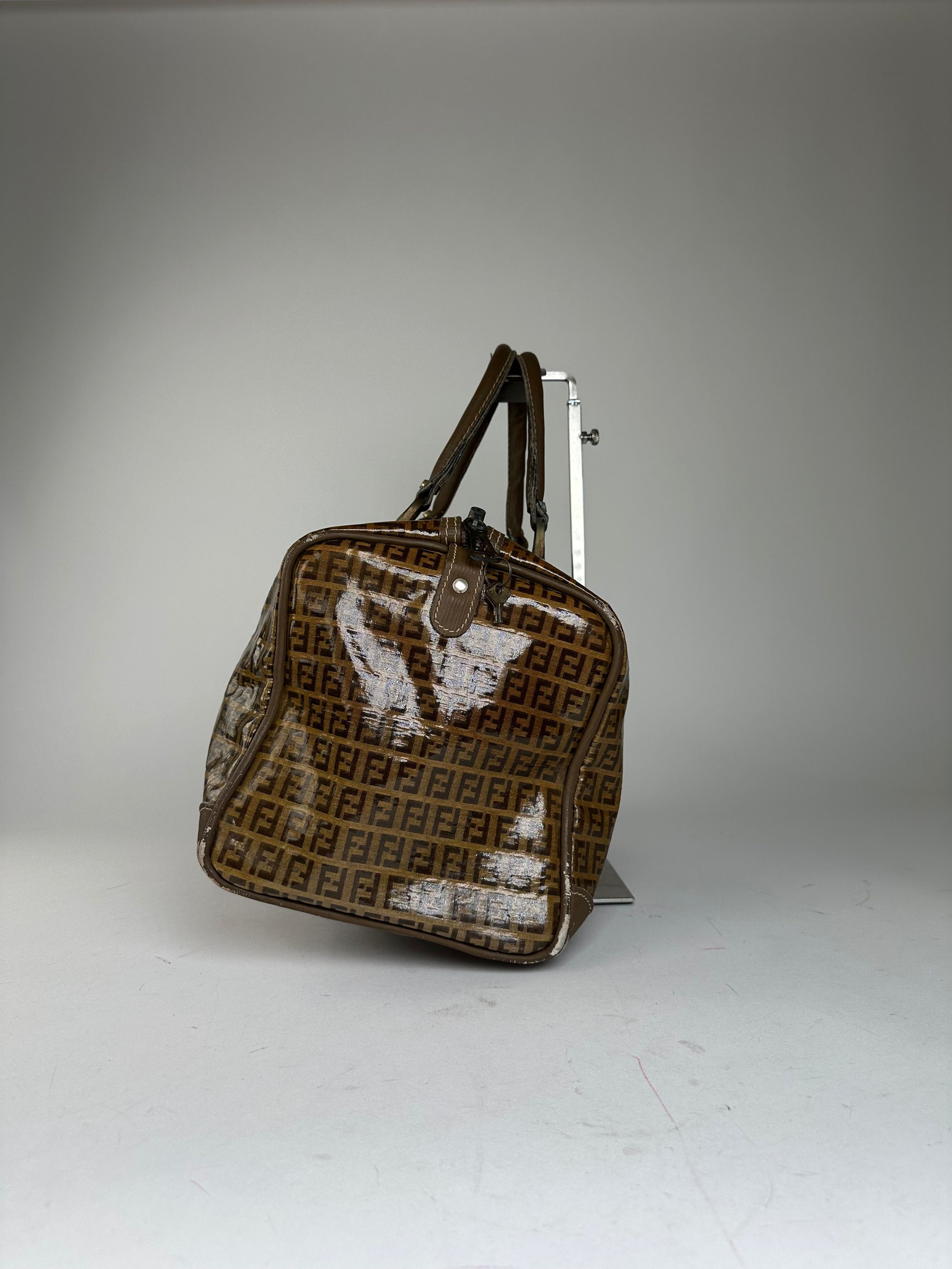 Fendi Vintage Roma Zucca FF Monogram Coated Canvas Boston Bag Brow Size ONE SIZE - 3 Thumbnail