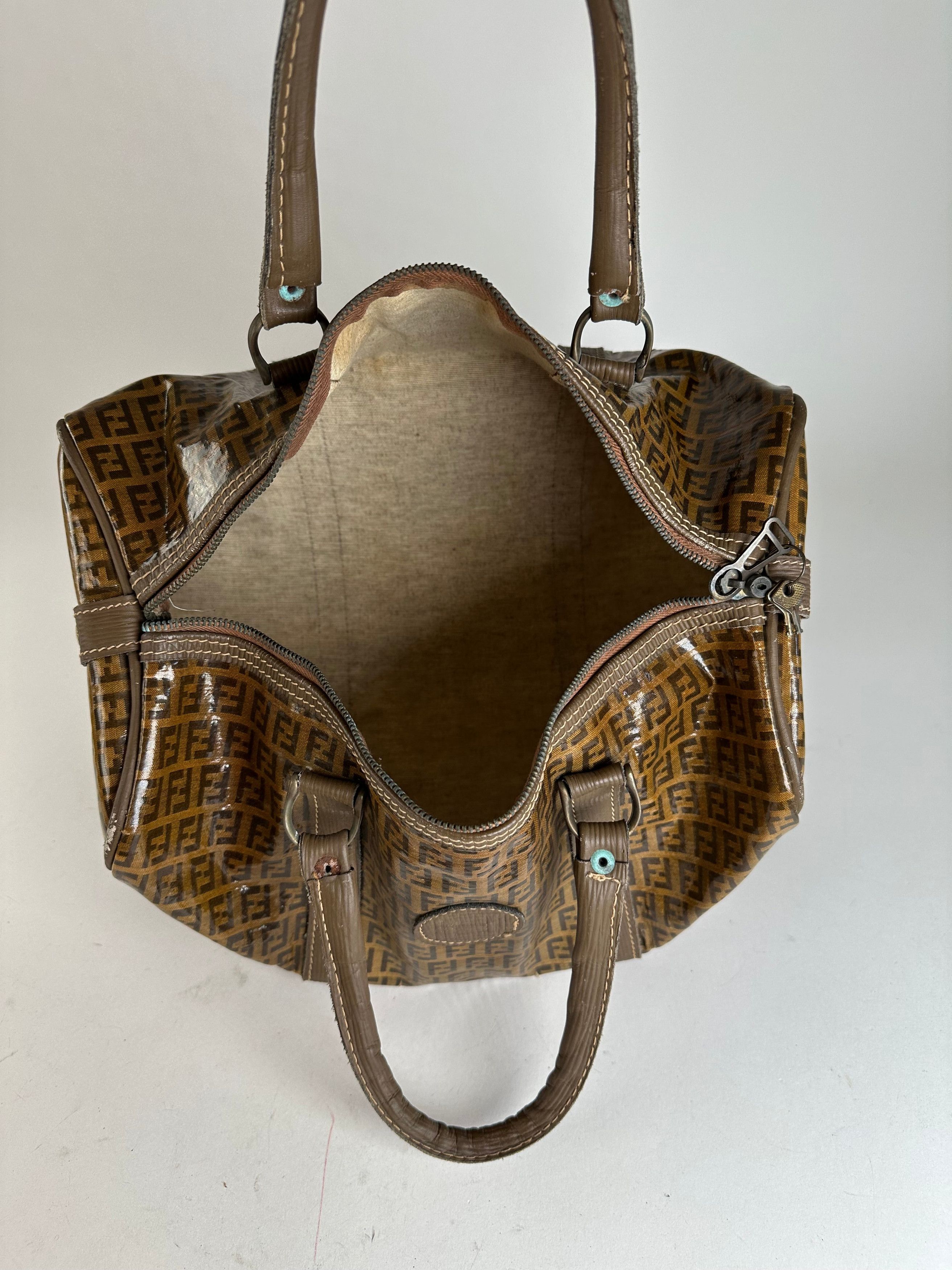 Fendi Vintage Roma Zucca FF Monogram Coated Canvas Boston Bag Brow Size ONE SIZE - 4 Thumbnail