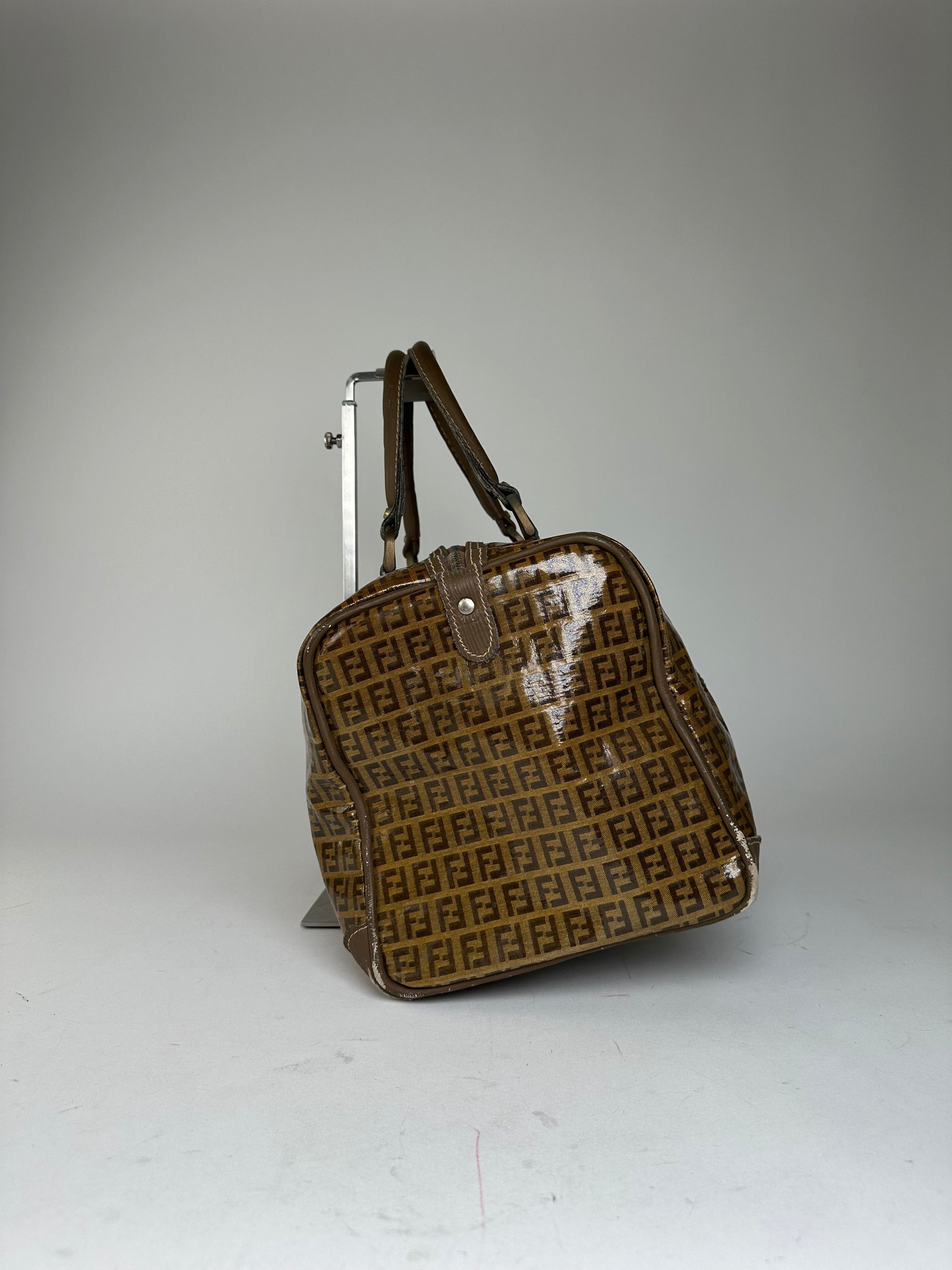 Fendi Vintage Roma Zucca FF Monogram Coated Canvas Boston Bag Brow Size ONE SIZE - 6 Thumbnail