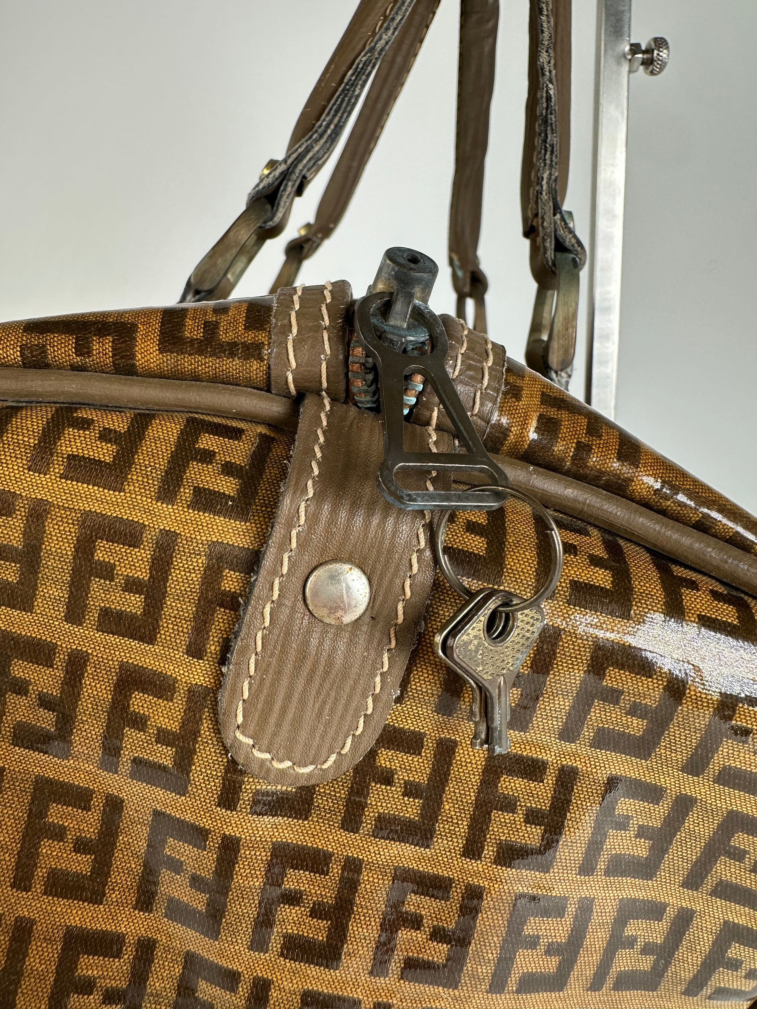 Fendi Vintage Roma Zucca FF Monogram Coated Canvas Boston Bag Brow Size ONE SIZE - 5 Thumbnail